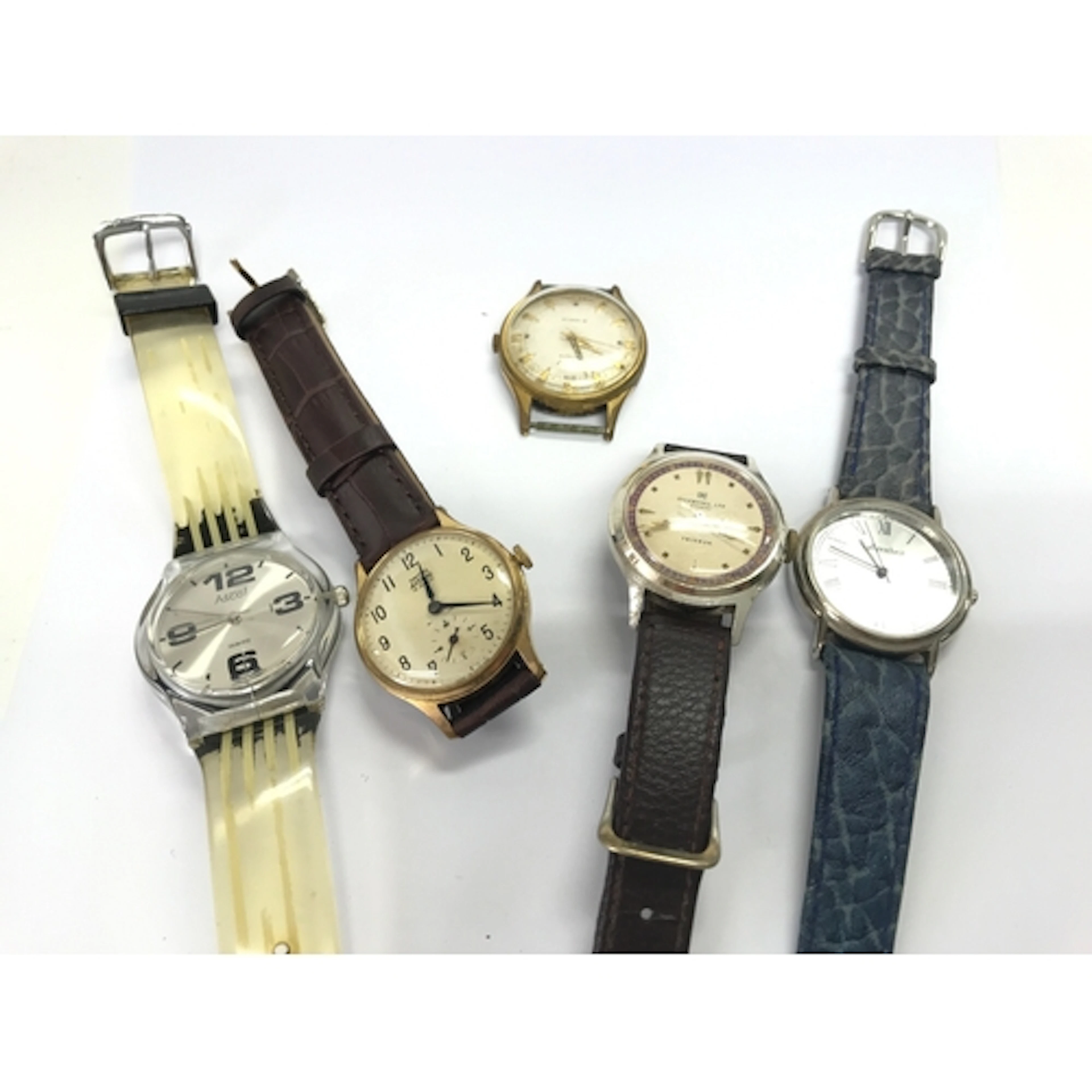 Vintage watches including a gold plated 21 jewelled Accurist...