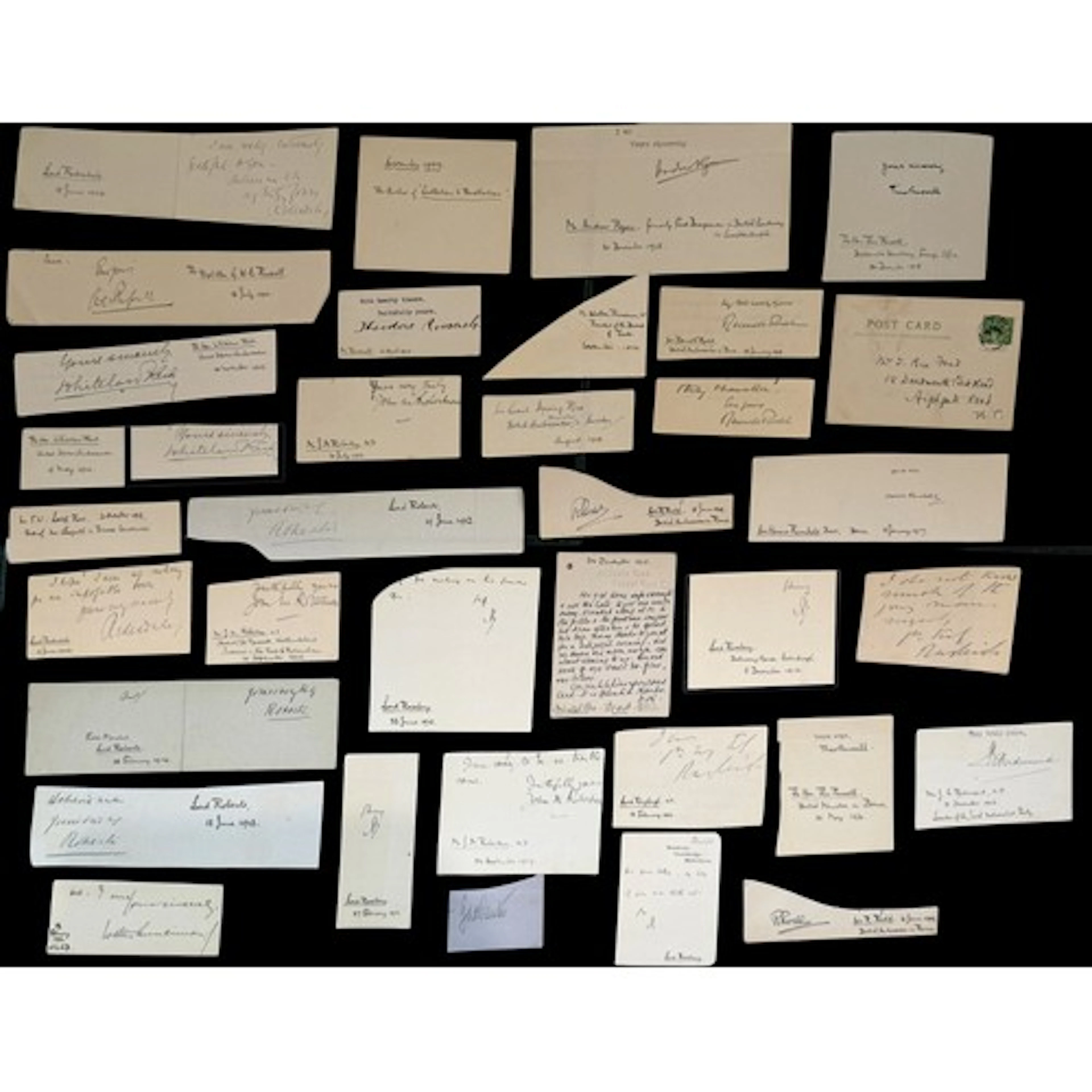 A large collection of clipped ink autographs of prominent pe...