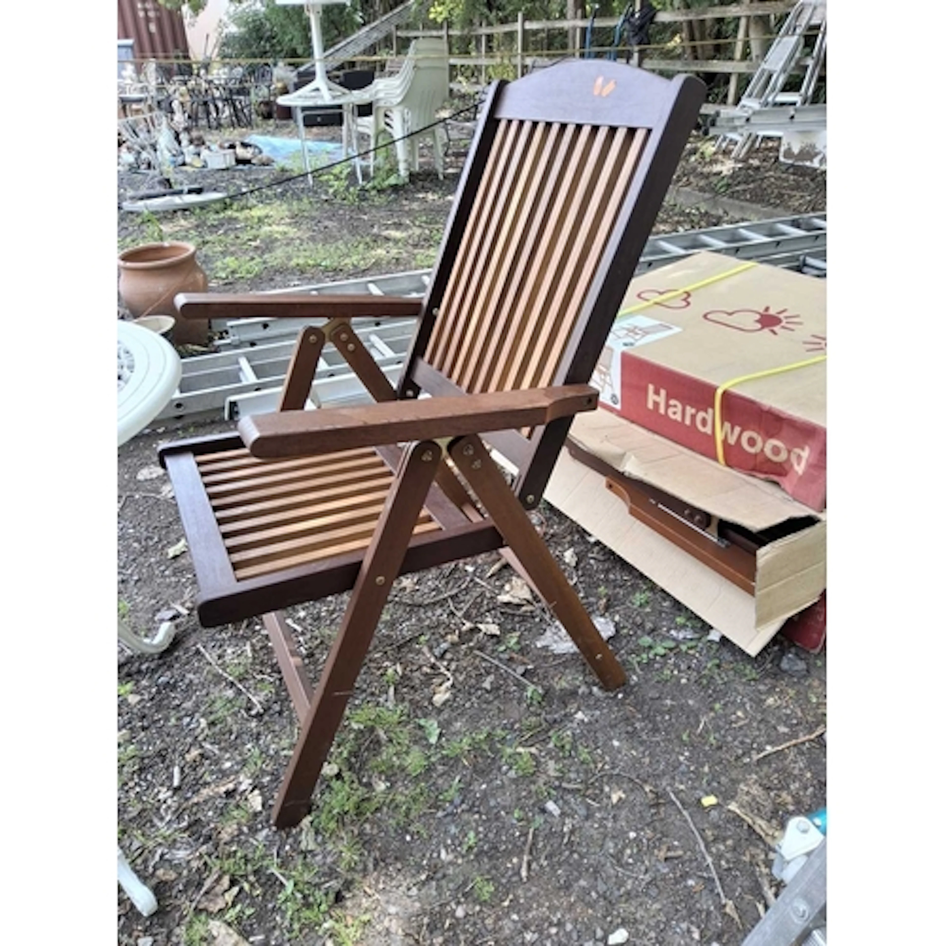 FOUR HOMEBASE CANTERBURY HARDWOOD FOLDING GARDEN CHAIRS, thr...