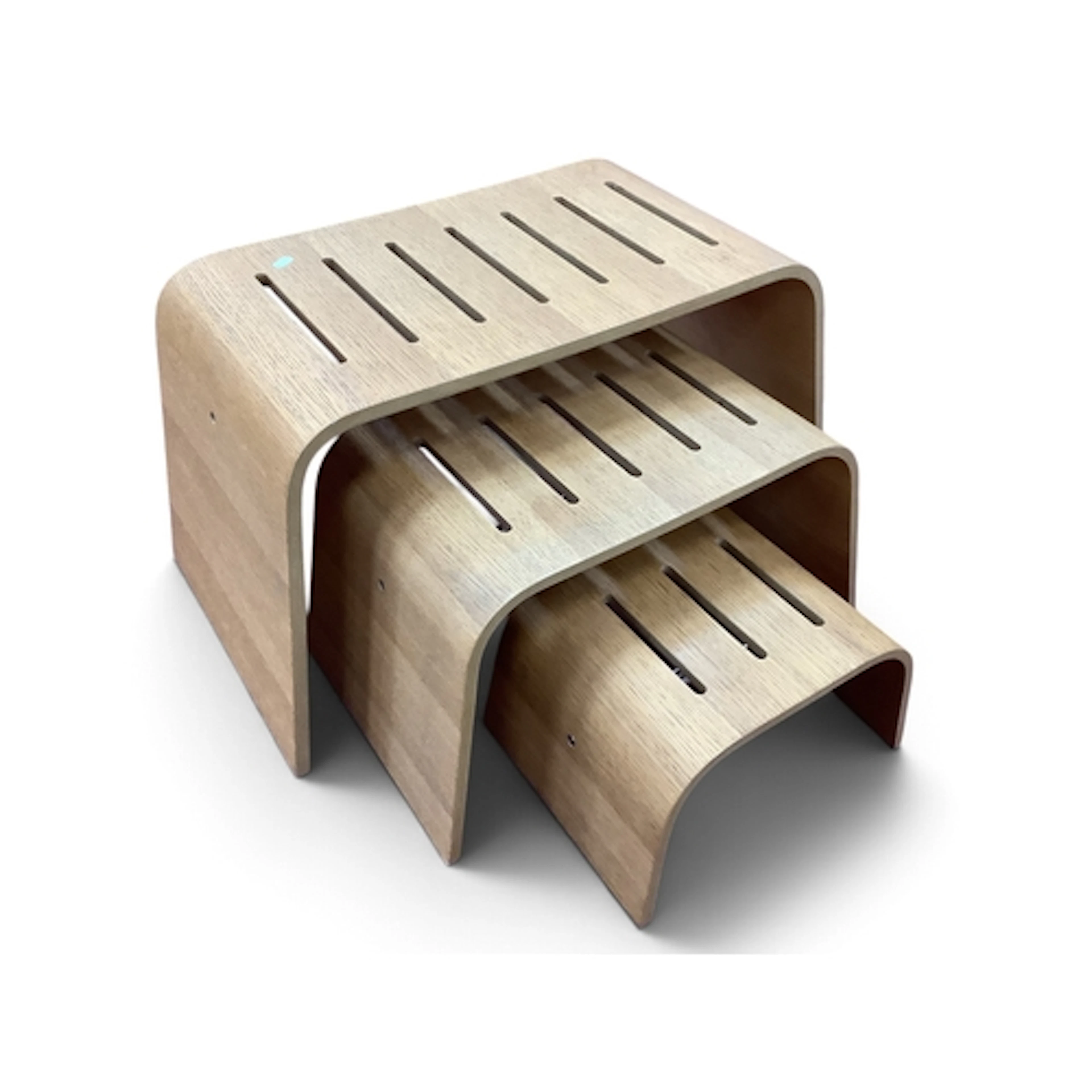Nest of Three Moulded Plywood Coffee Tables, with pierced li...