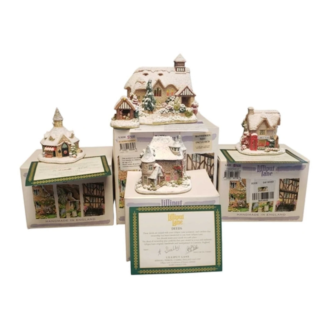 Lilliput Lane - Four boxed late 20th century christmas cotta...