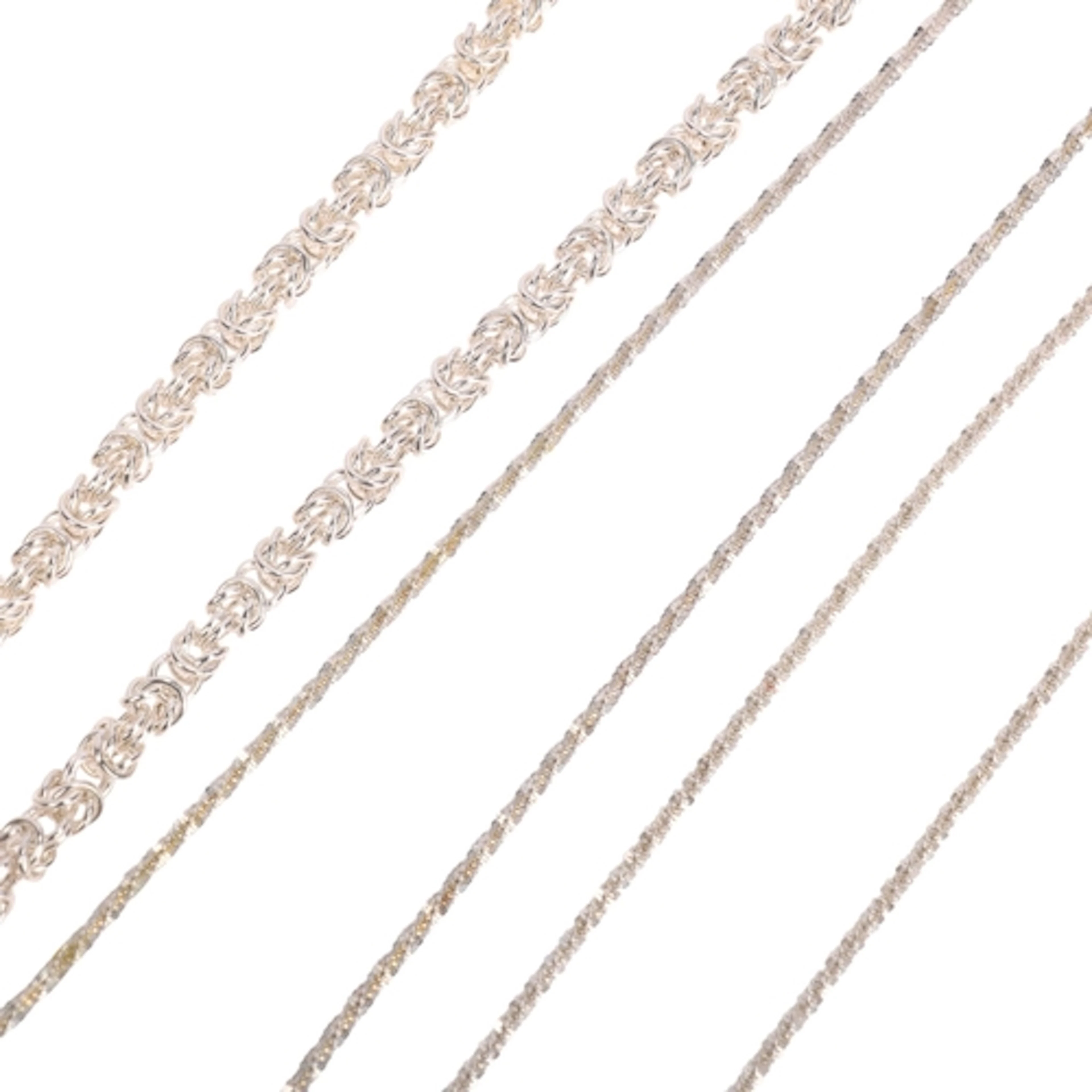 3 sterling silver chain necklaces, including byzantine link,...
