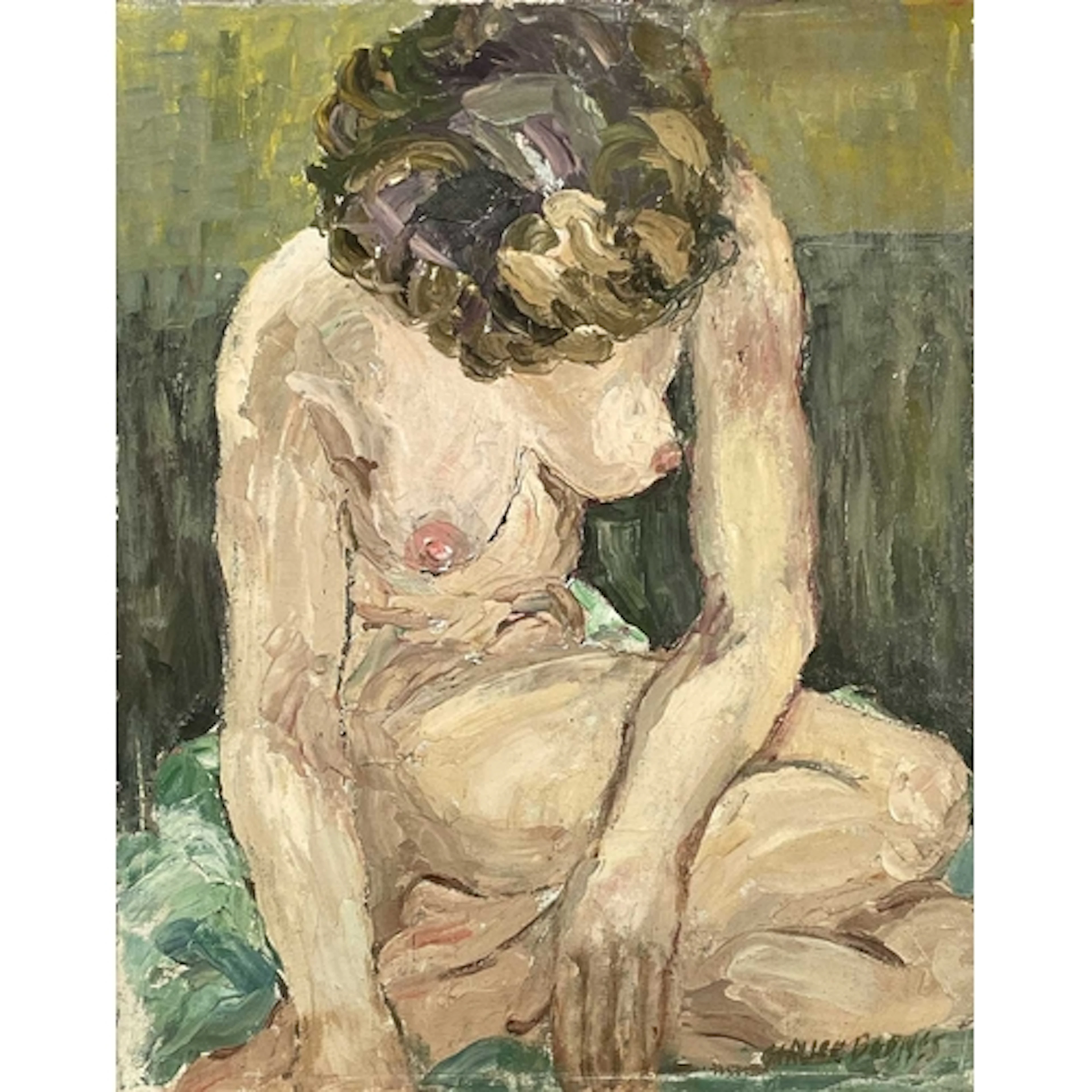 § Garlick BARNES (1891-1987) Seated Nude Oil on canvas, sign...