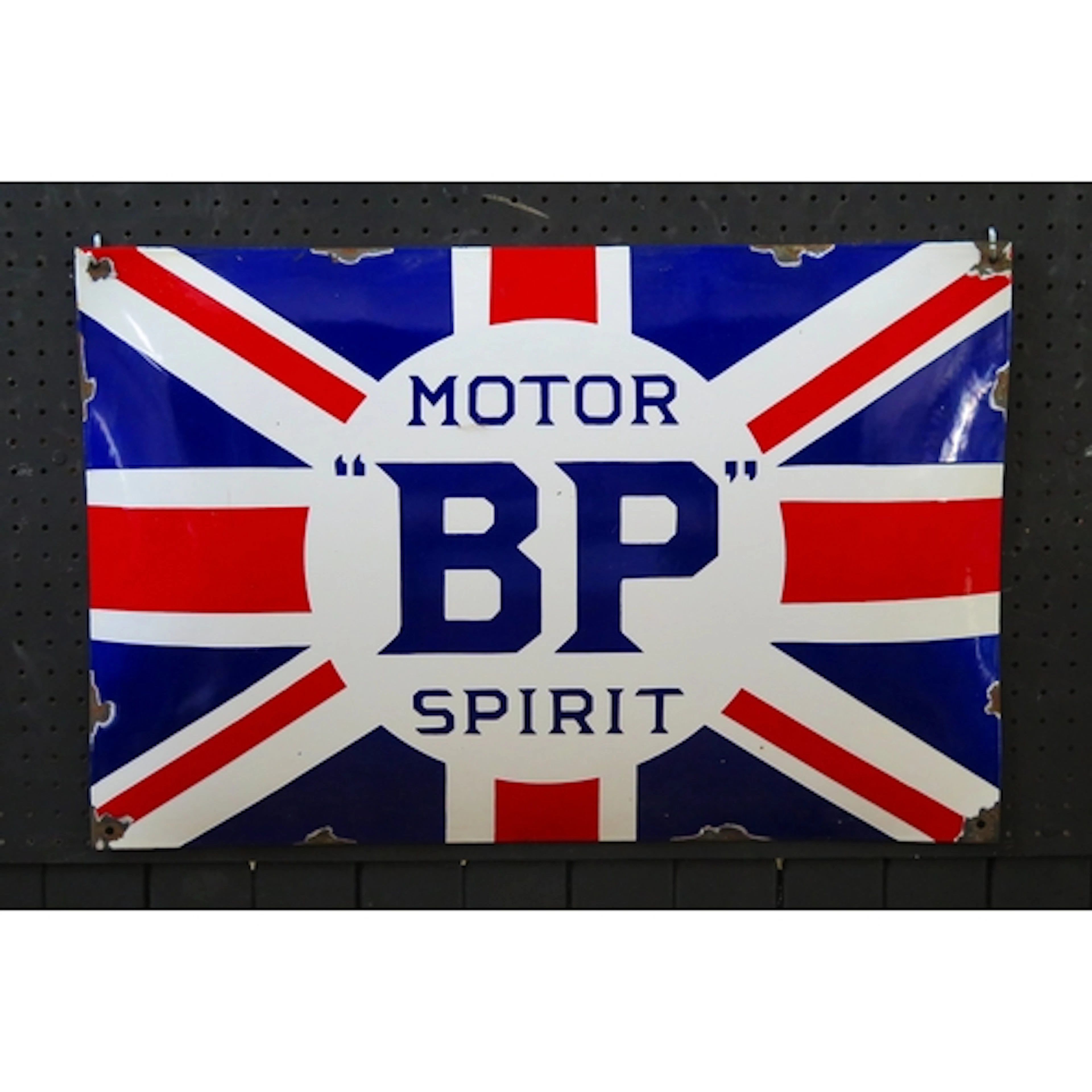 "BP Motor Spirit" - an enamel advertising sign, 40cm x 60cm