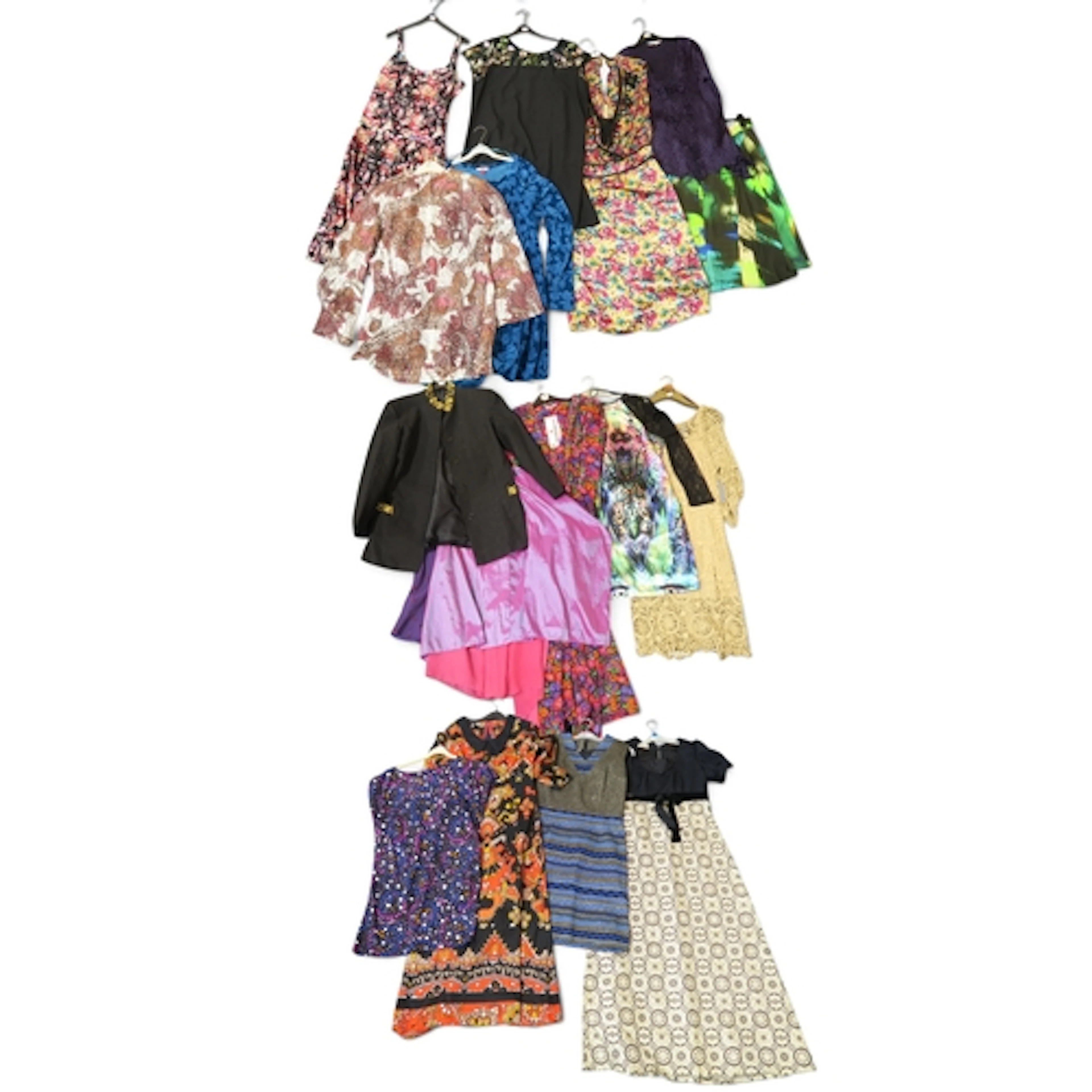 A collection of ladieswear including a vintage dress with bl...