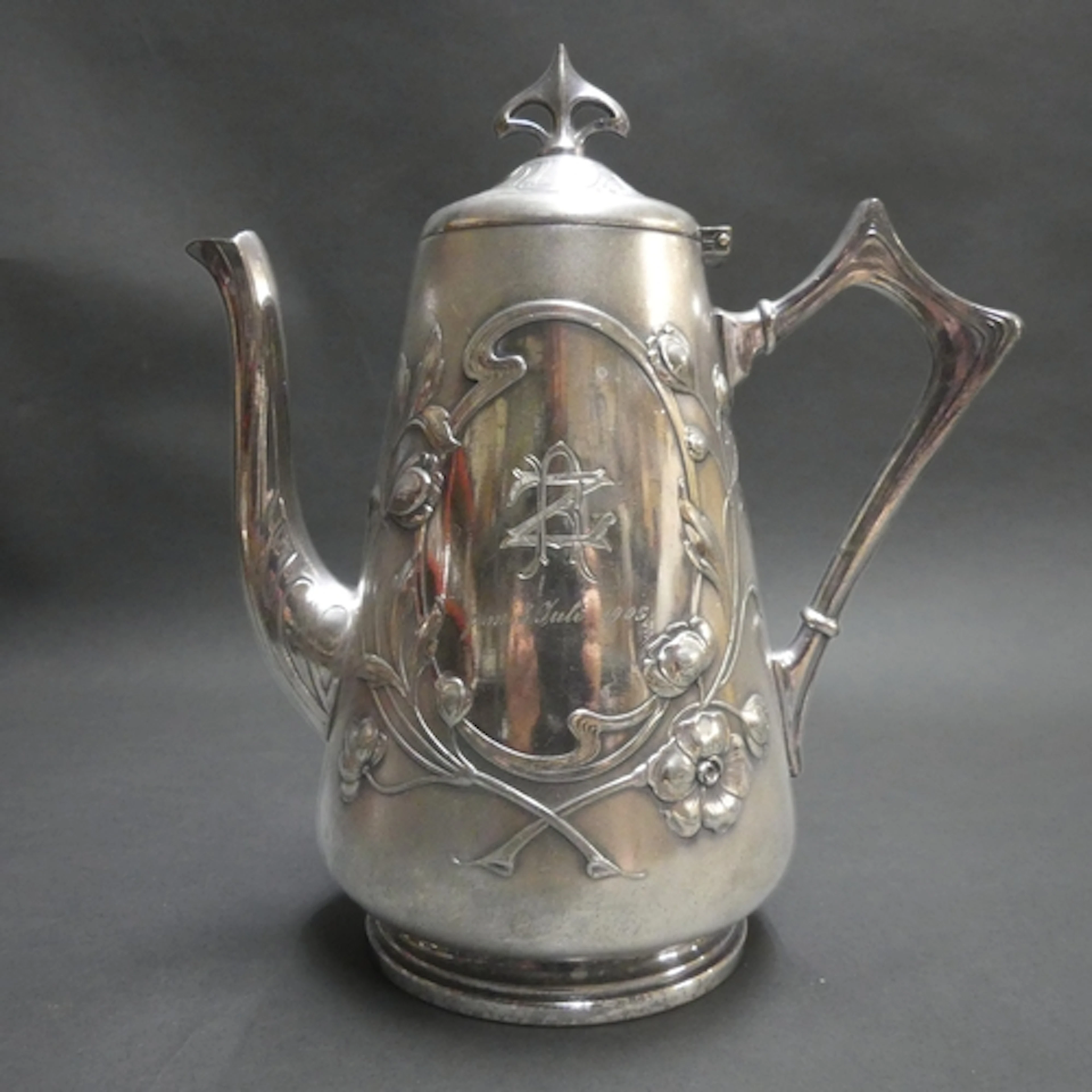 WMF - An Art Nouveau silver plated tea or coffee pot with sh...