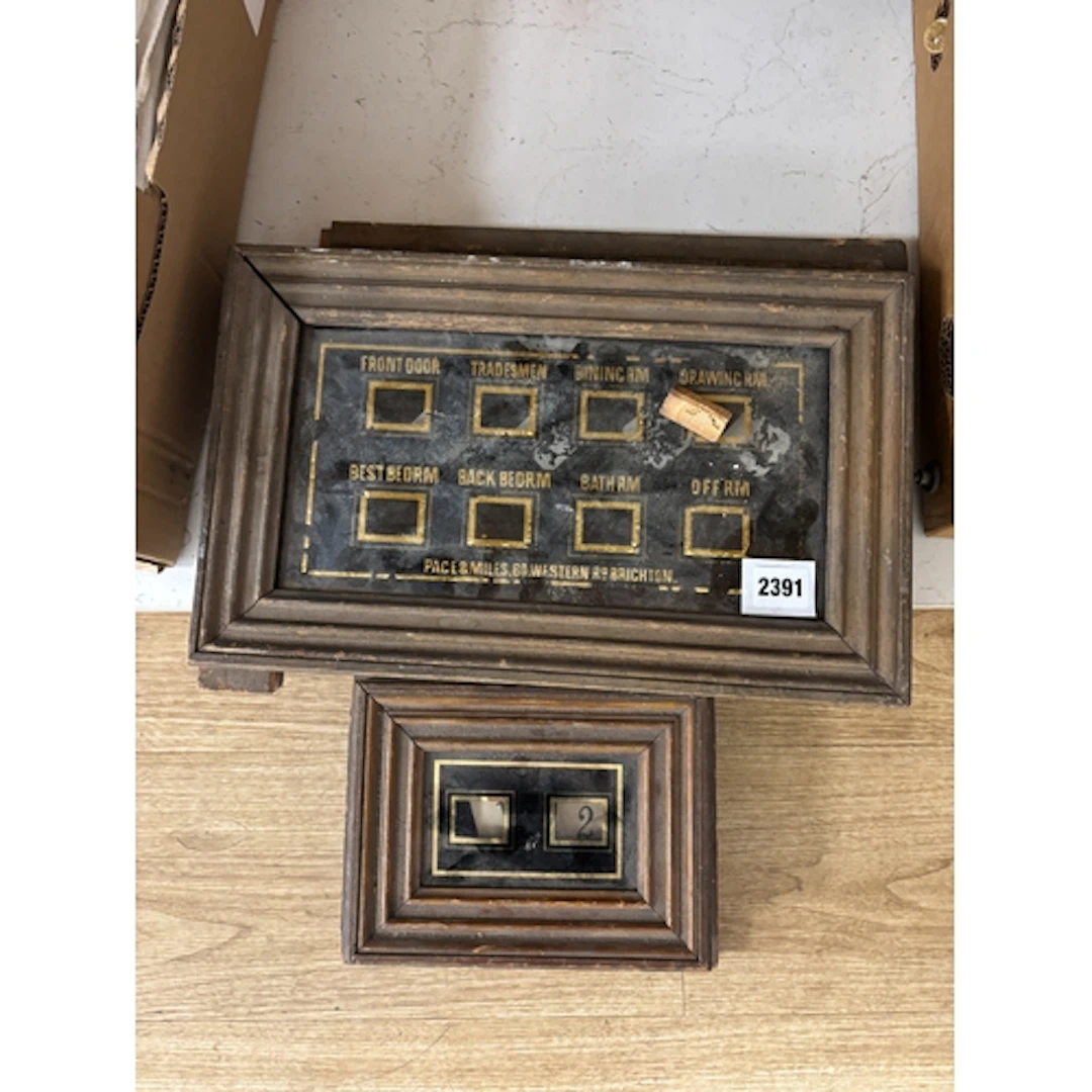 Two late 19th century servants call boards, larger 40cm wide...