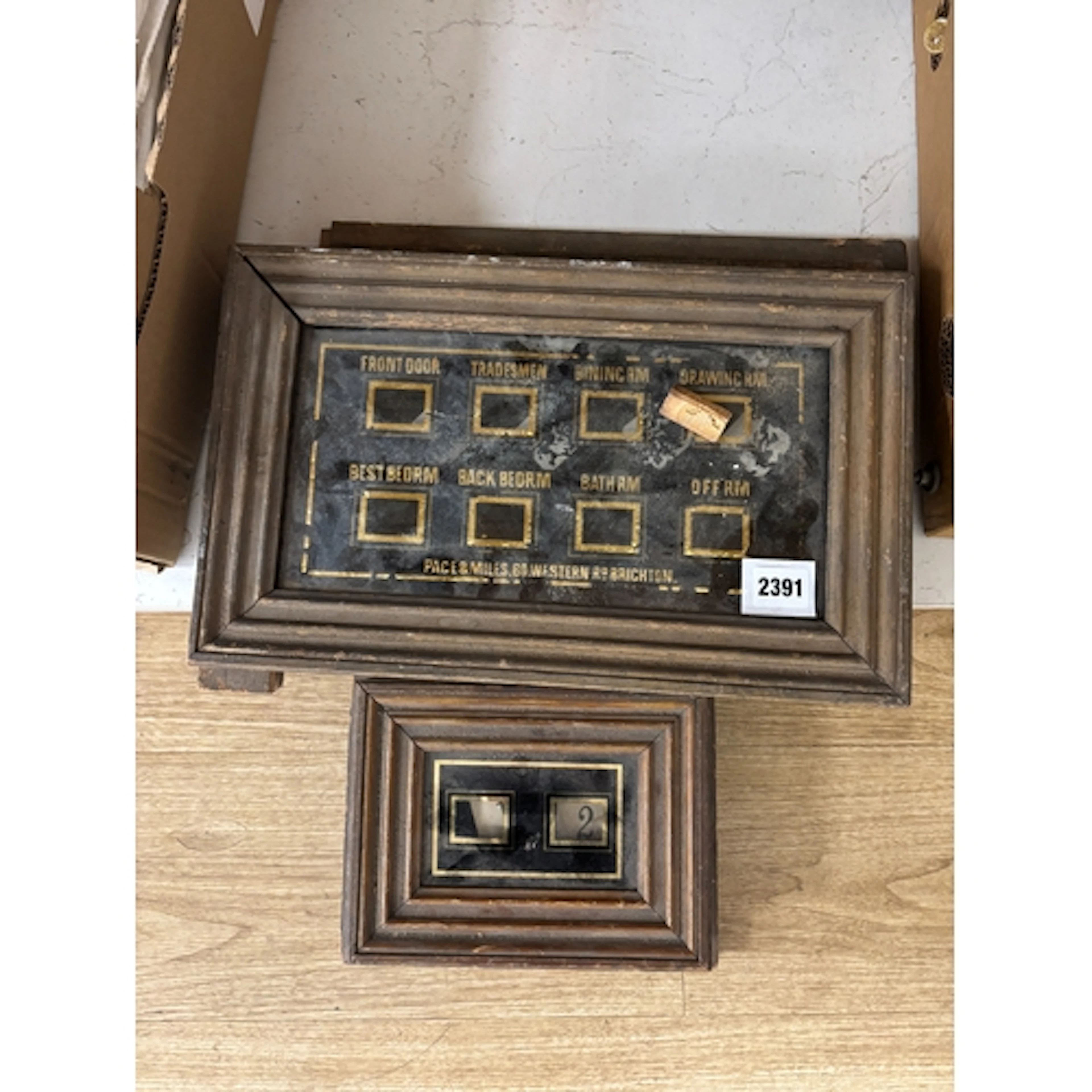 Two late 19th century servants call boards, larger 40cm wide...