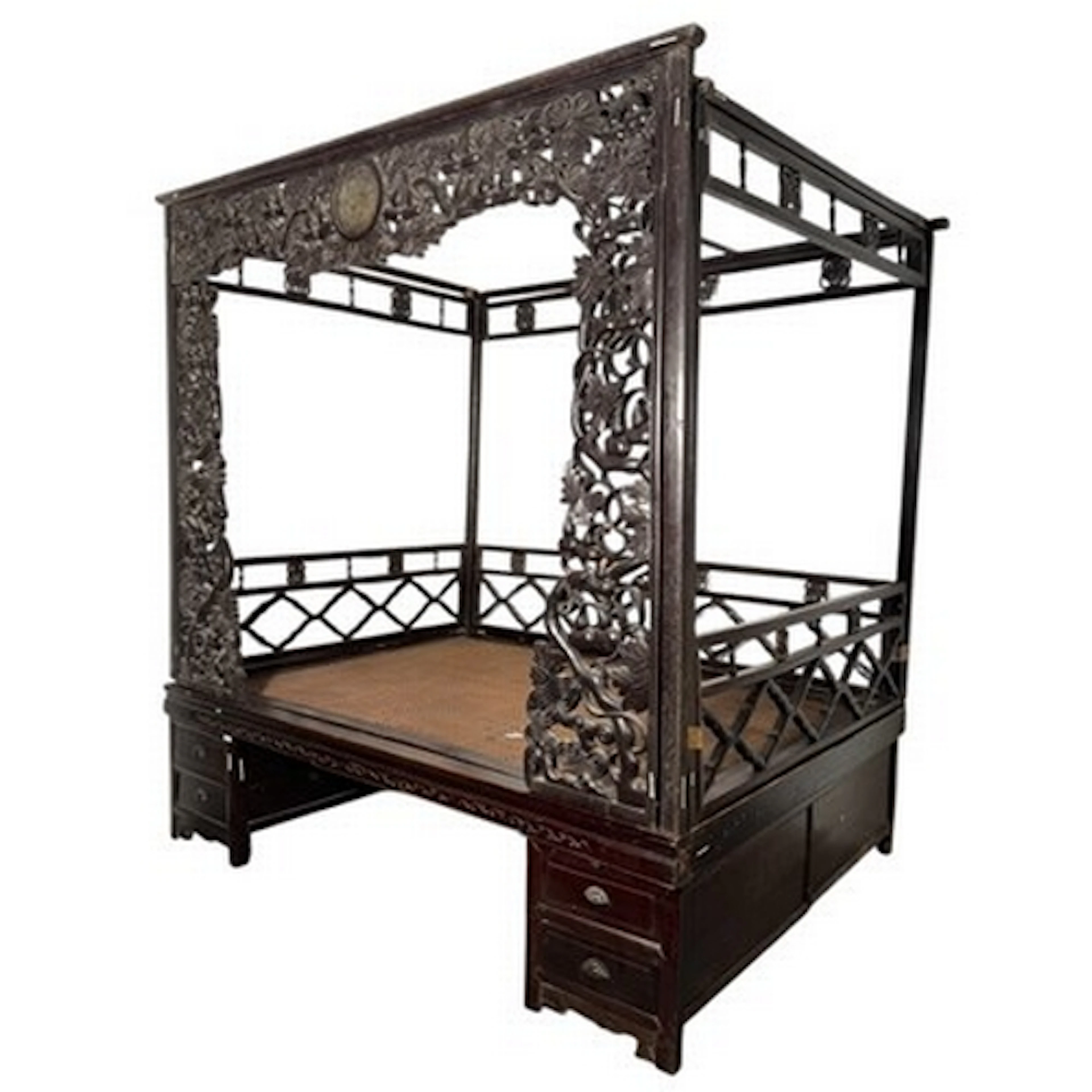 A late 19th / early 20th century Chinese hardwood opium or c...