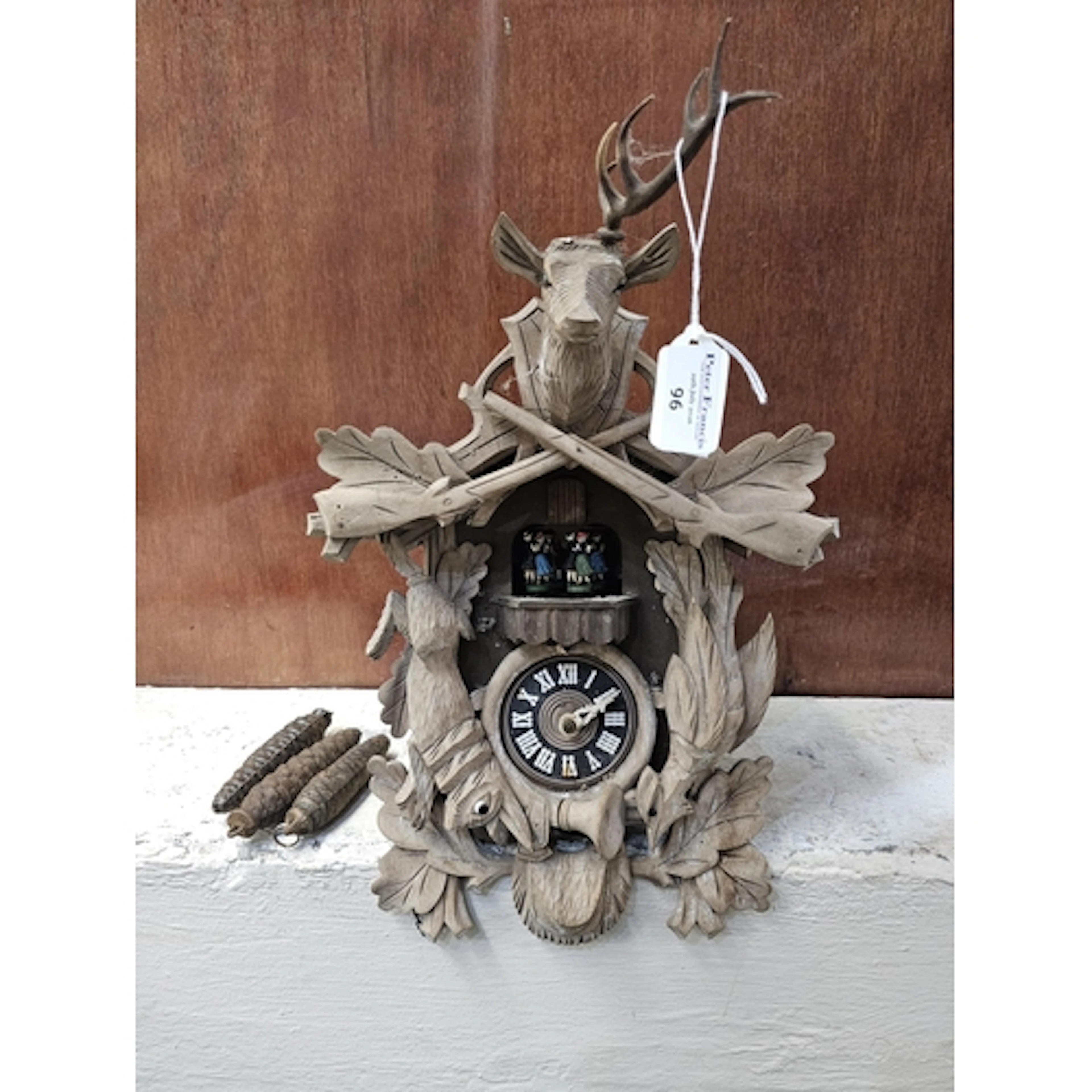 Mid century West German Black Forest style hunting themed Cu...