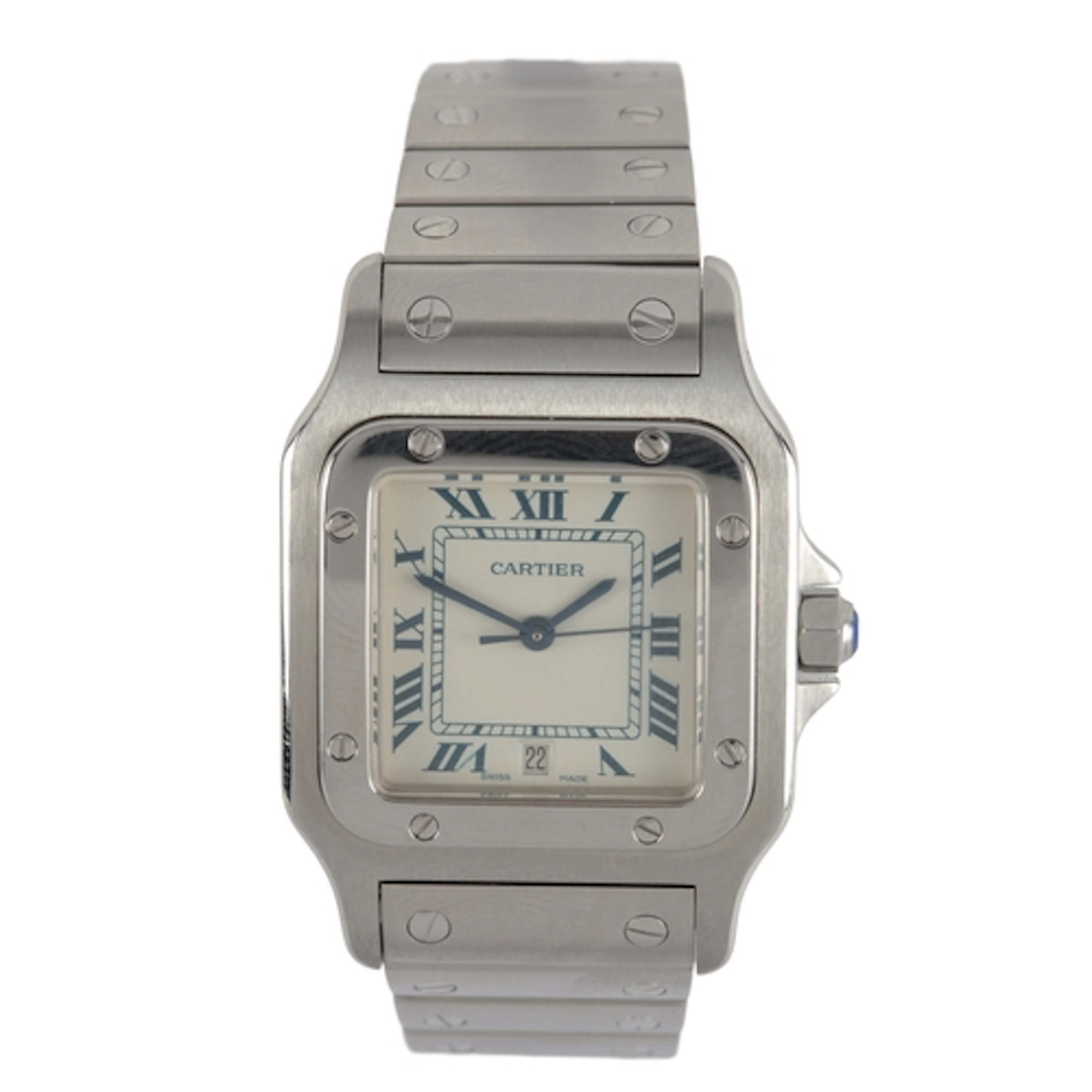 A gentleman's early 1990's stainless steel Santos de Cartier...