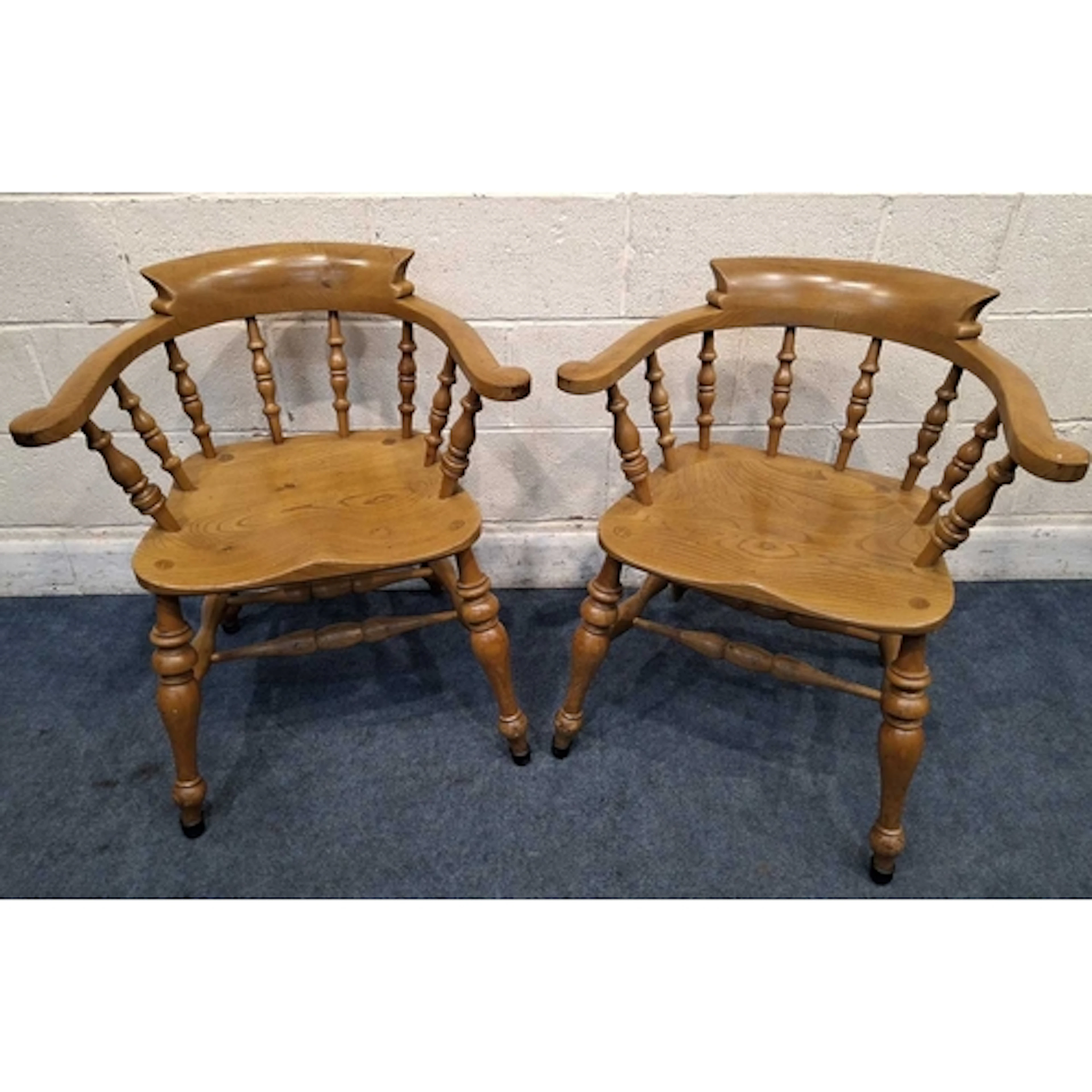 STEWARD LINFORD, A PAIR OF BOW TOP SMOKERS / CAPTAINS CHAIRS...