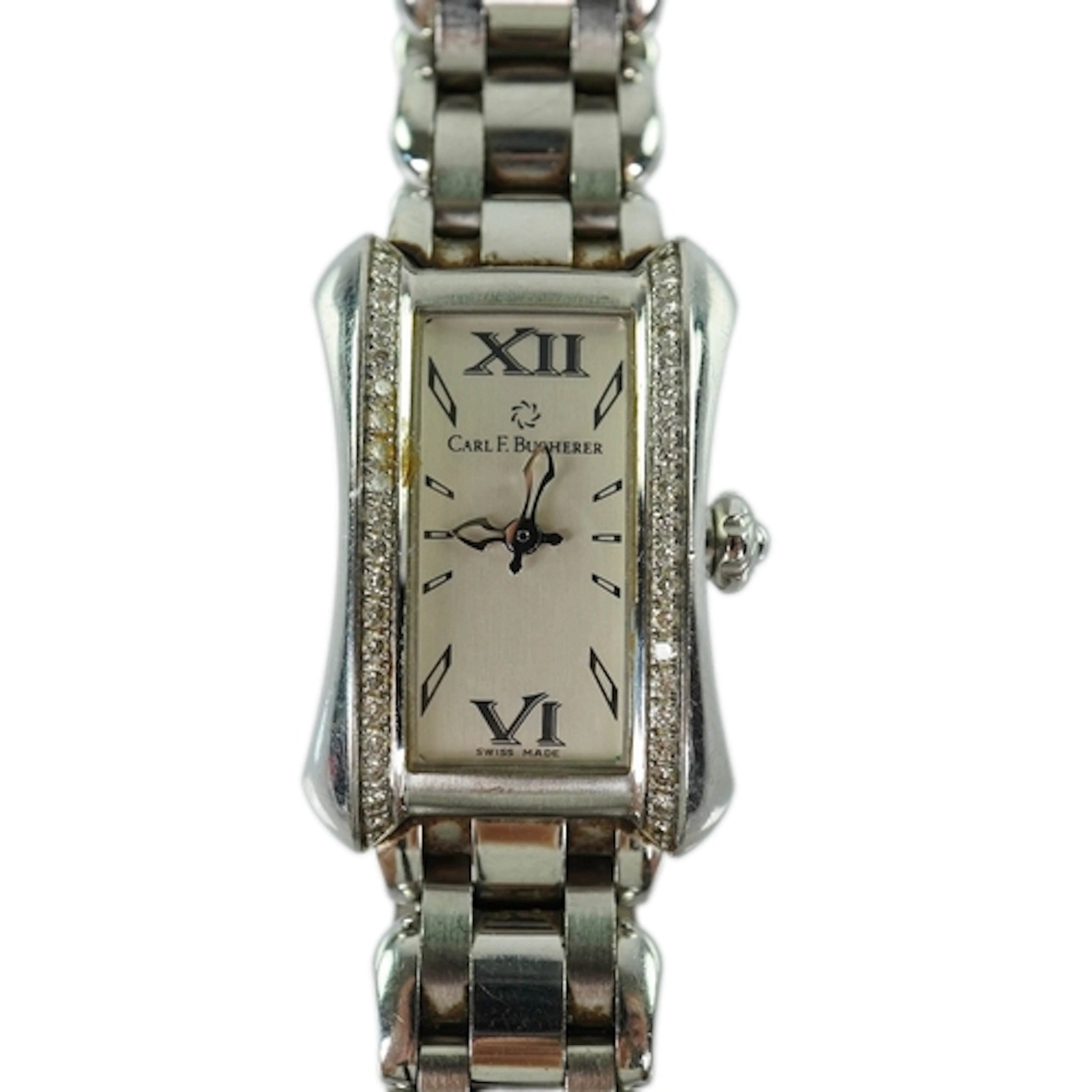 A lady's 2007 stainless steel and diamond set Carl F. Bucher...