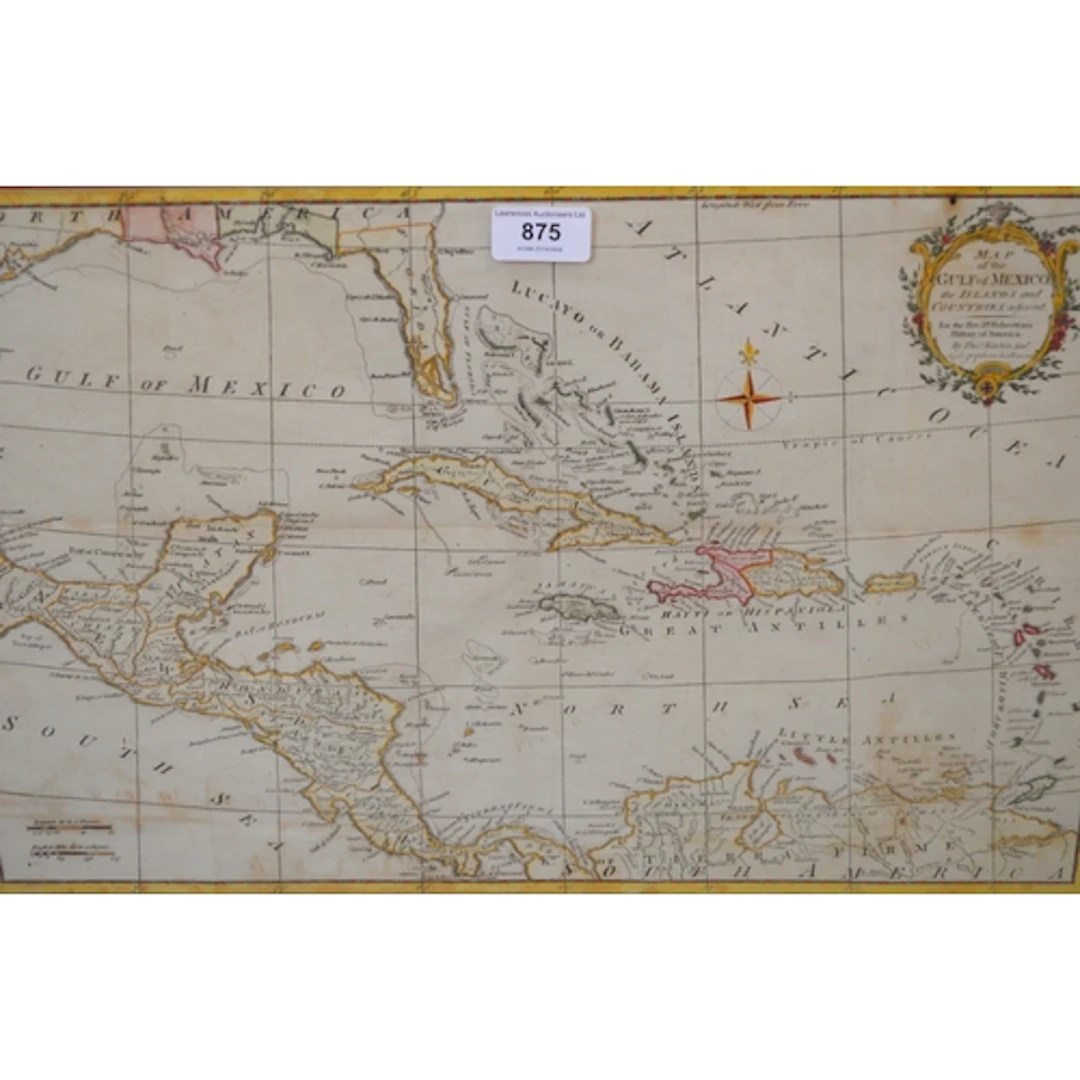 Antique hand coloured map of the Golf of Mexico, by Thomas K...