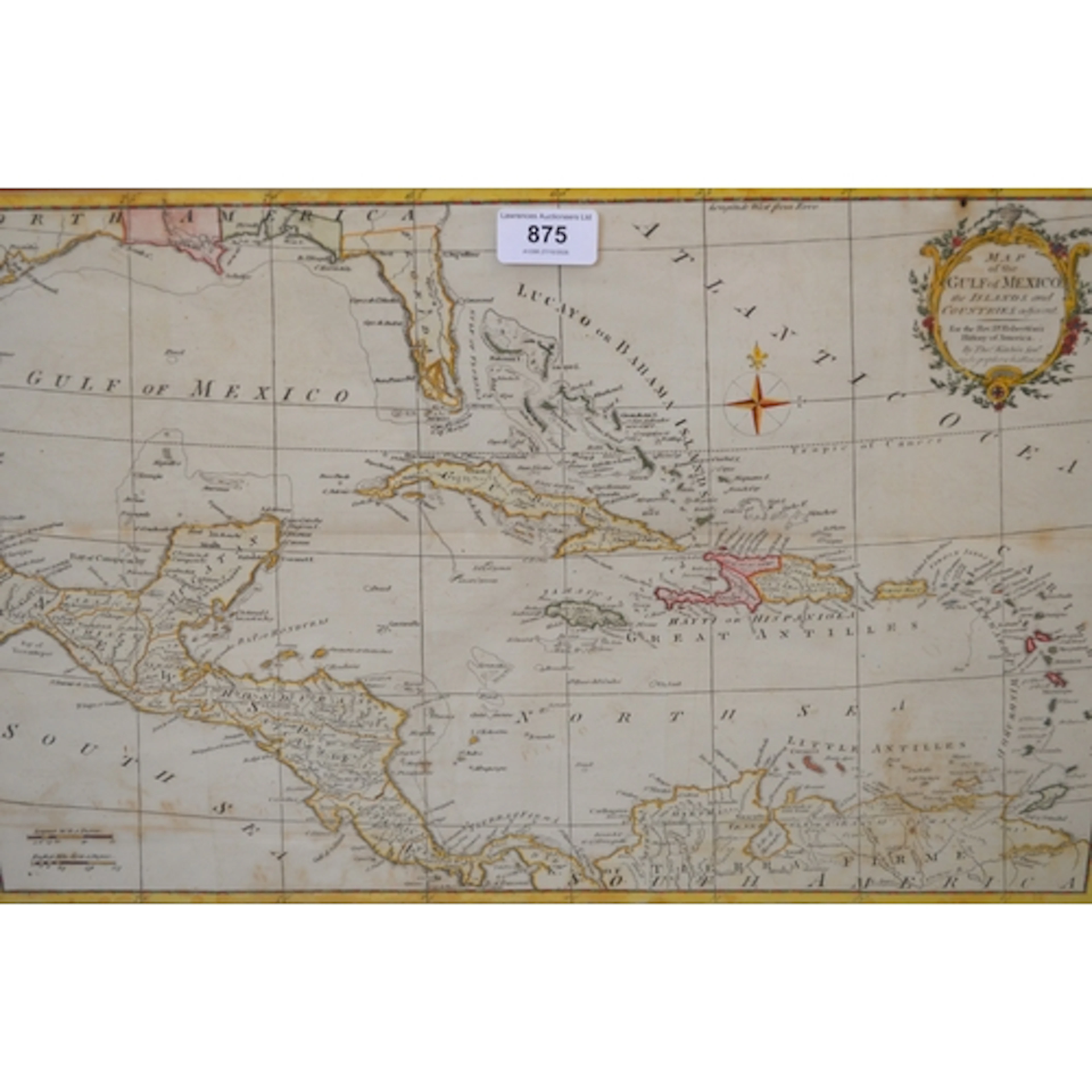Antique hand coloured map of the Golf of Mexico, by Thomas K...
