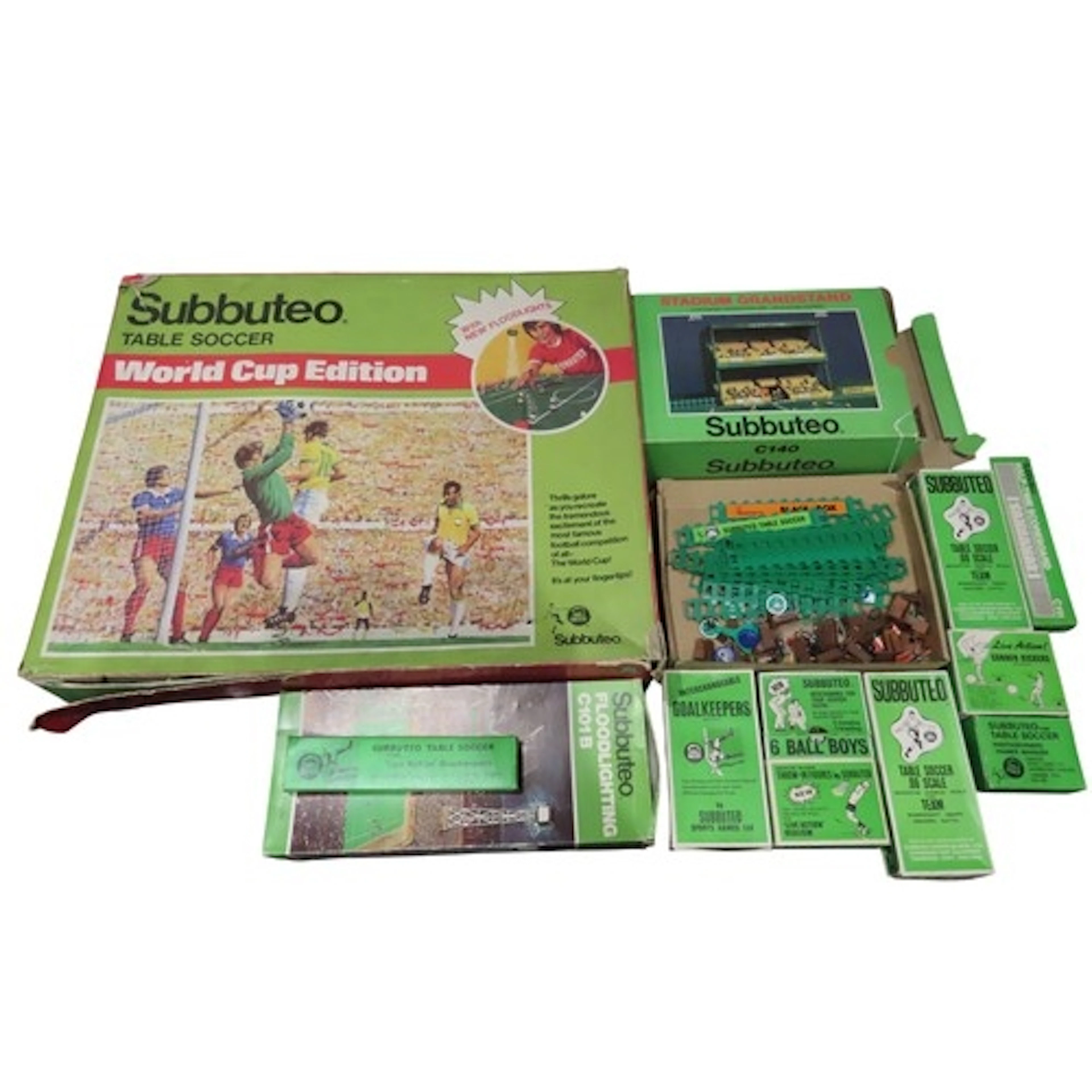 A Subbuteo table soccer World Cup Edition with additional fl...