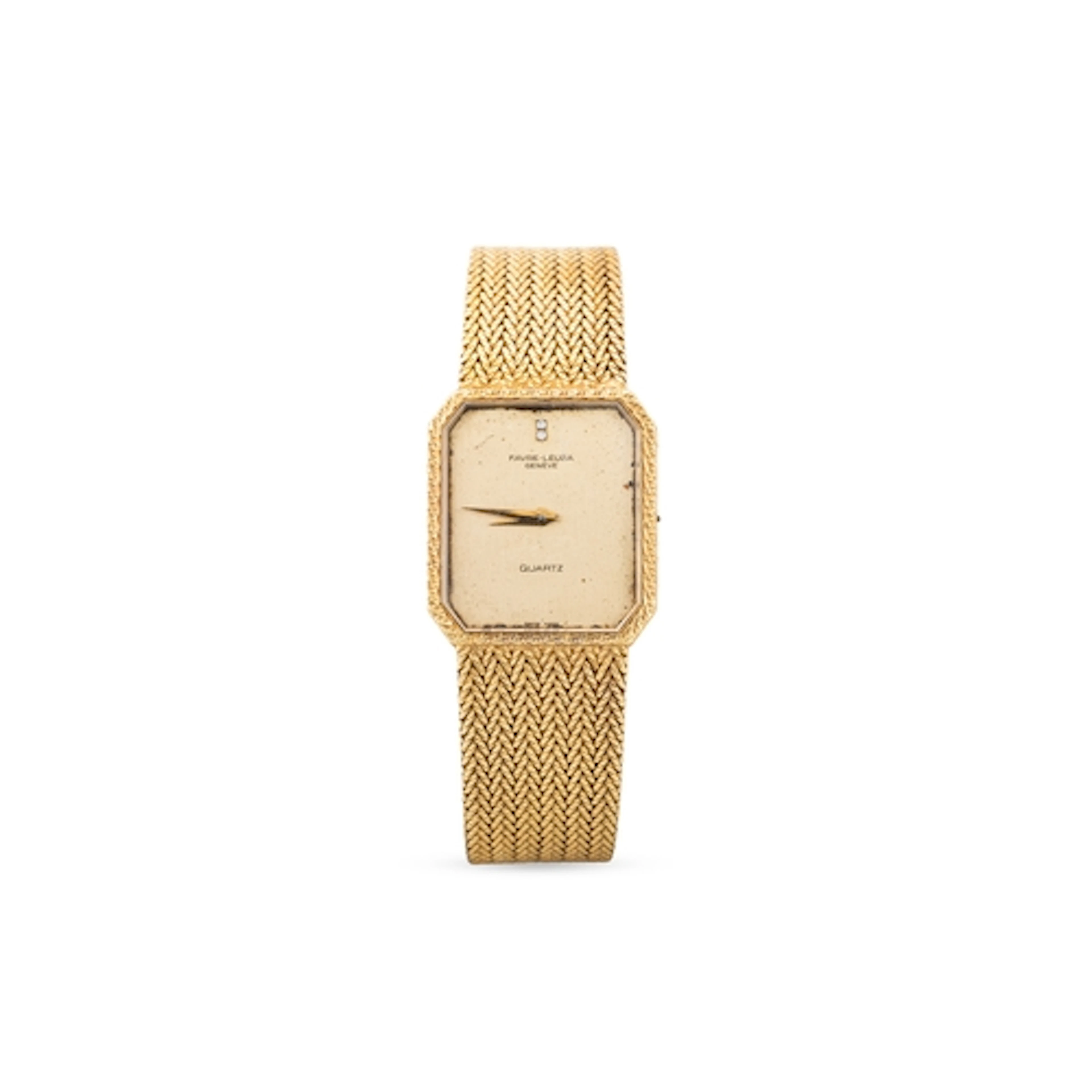 A VINTAGE FAVRE LEUBA 18CT GOLD WRIST WATCH, milanese strap,...