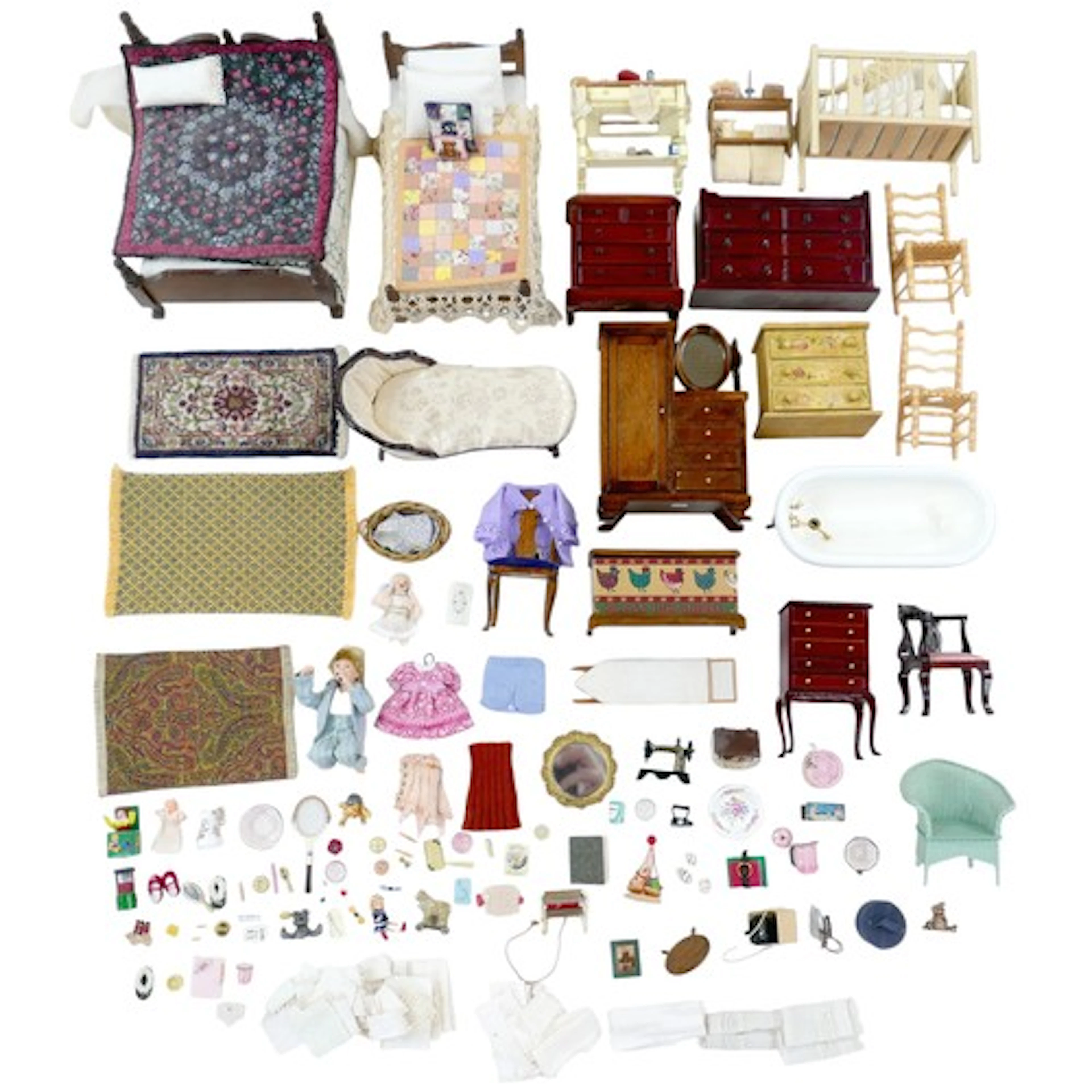 A quantity of miniature doll's house furniture and accessori...