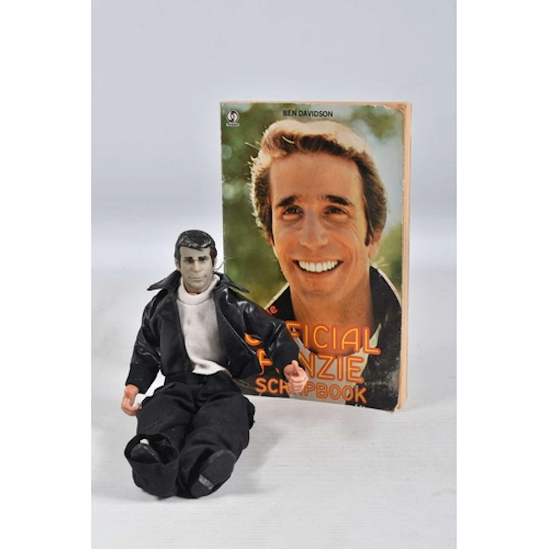 AN BOXED 1976 MEGO PARAMOUNT FONZIE FIGURE, discoloured dead...