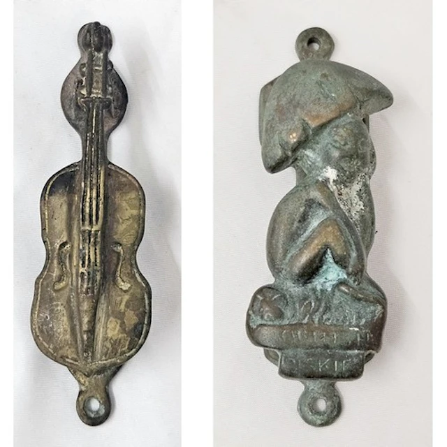 Vintage Violin Shaped Brass Door Knocker approx. 11cm L & Vi...
