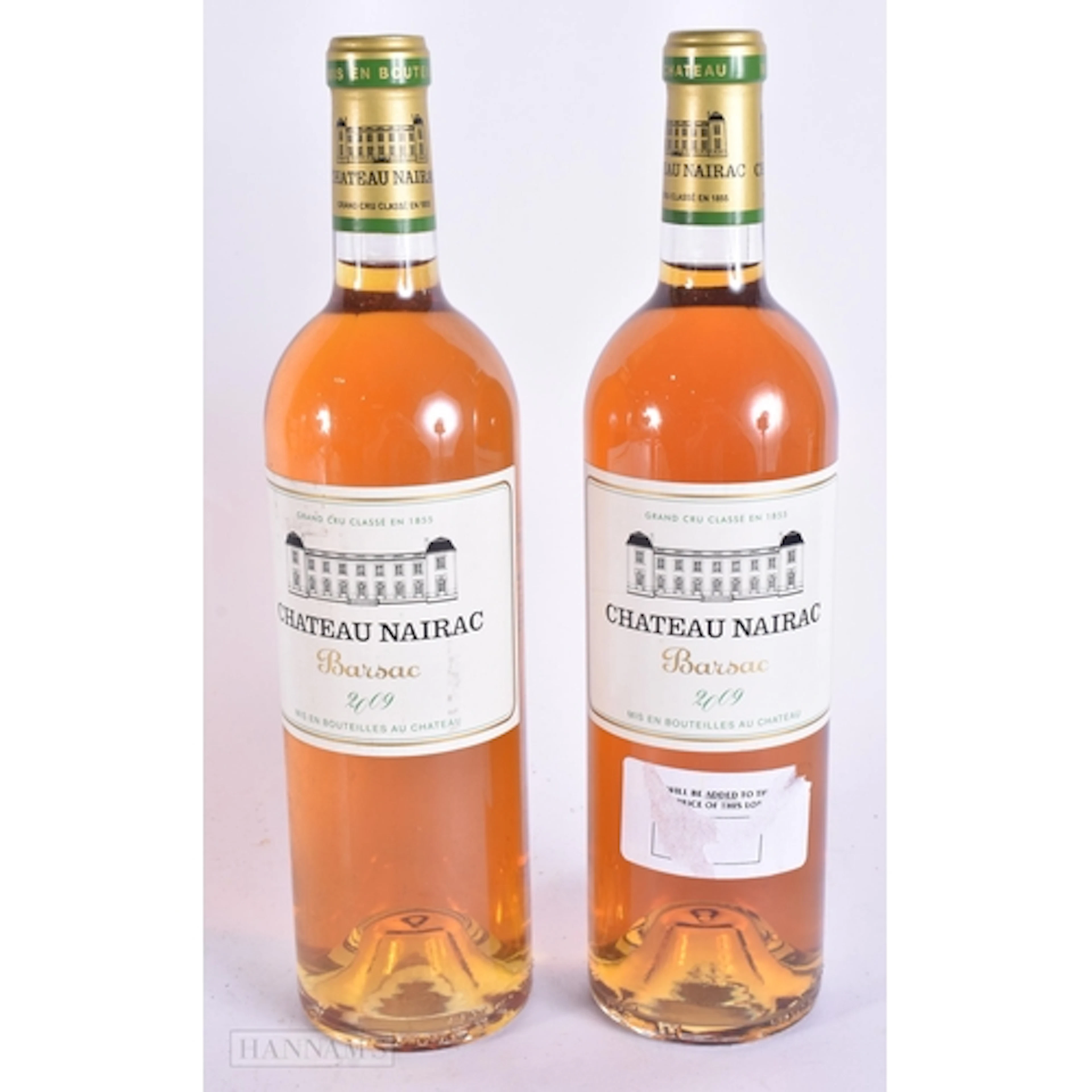 TWO 2009 CHATEAU NAIRAC 2ND GROWTH BARSAC. 75CL. FILL LEVELS...