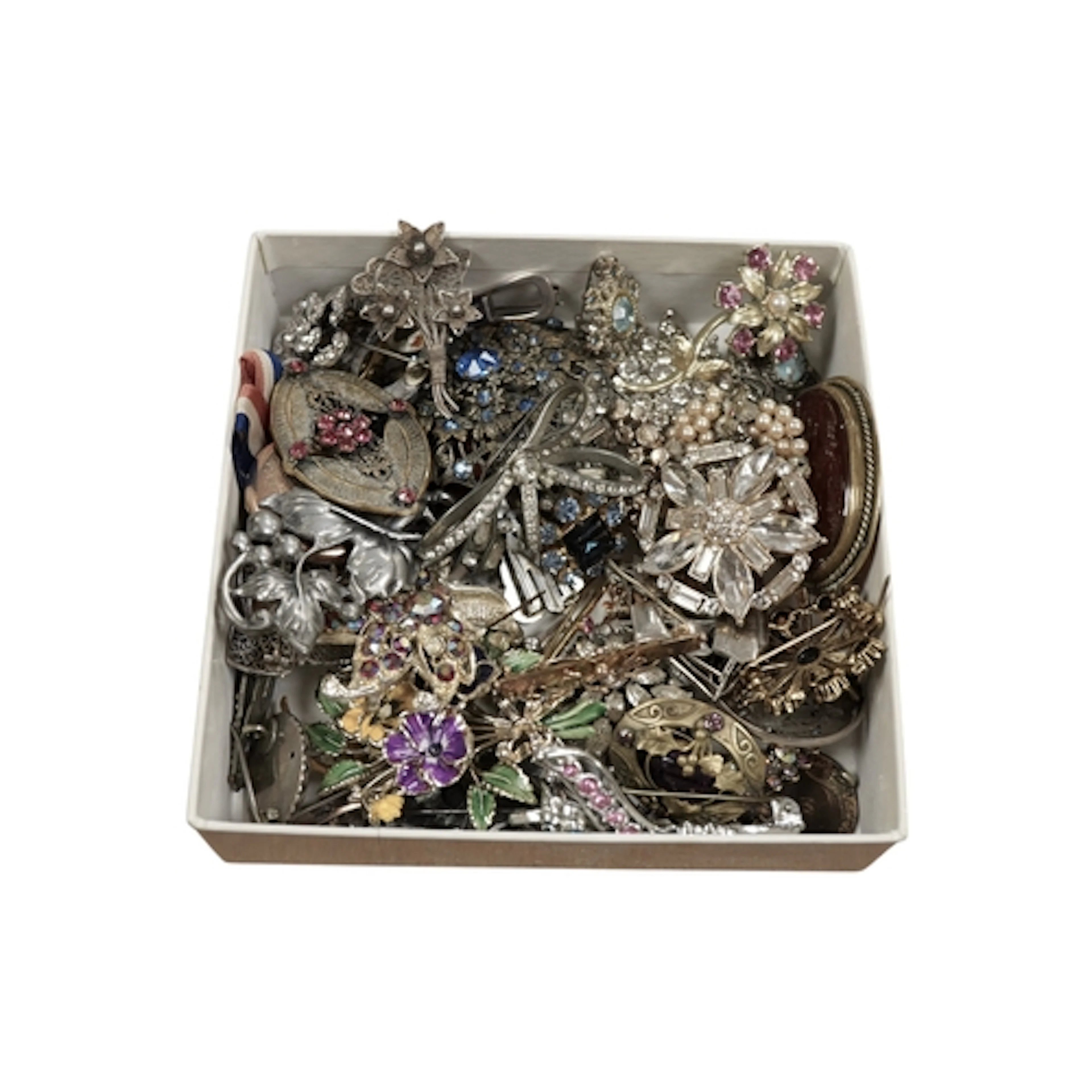 Two 9ct bar brooches including gem set, gross weight 3 grams...