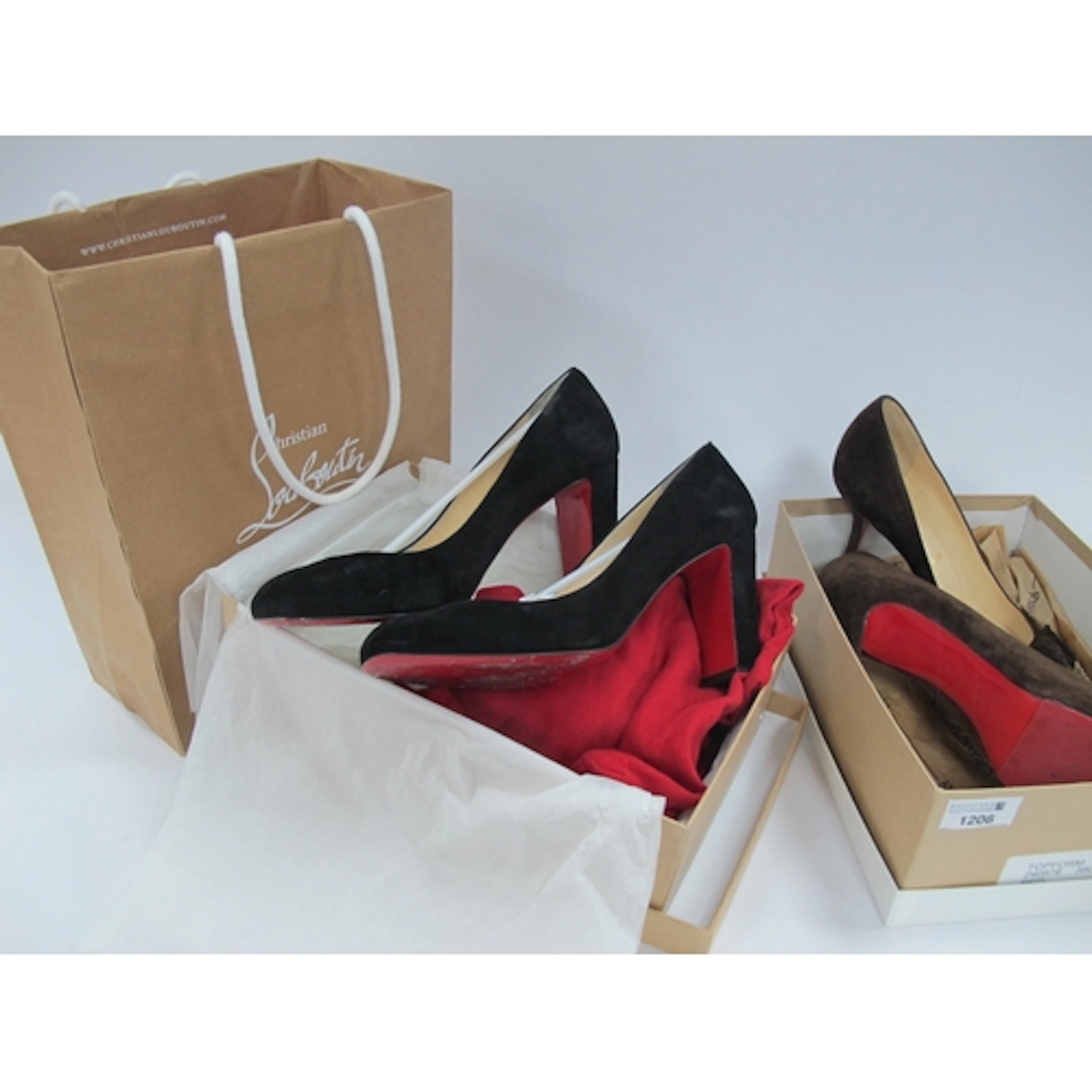 Christian Louboutin, Paris Ladies Black High Heeled Shoes wi...