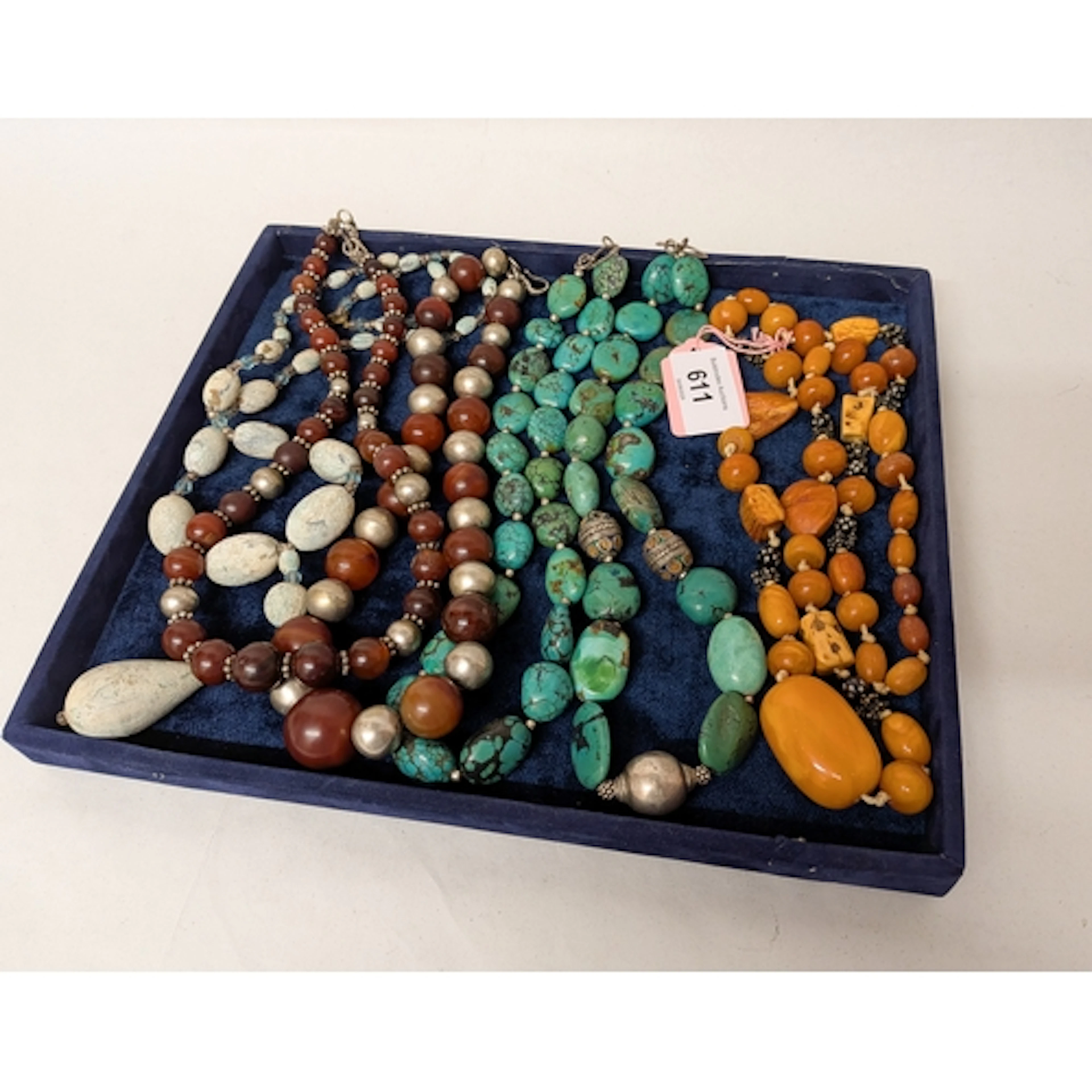 Far eastern butterscotch amber beads, turquoise matrix bead ...