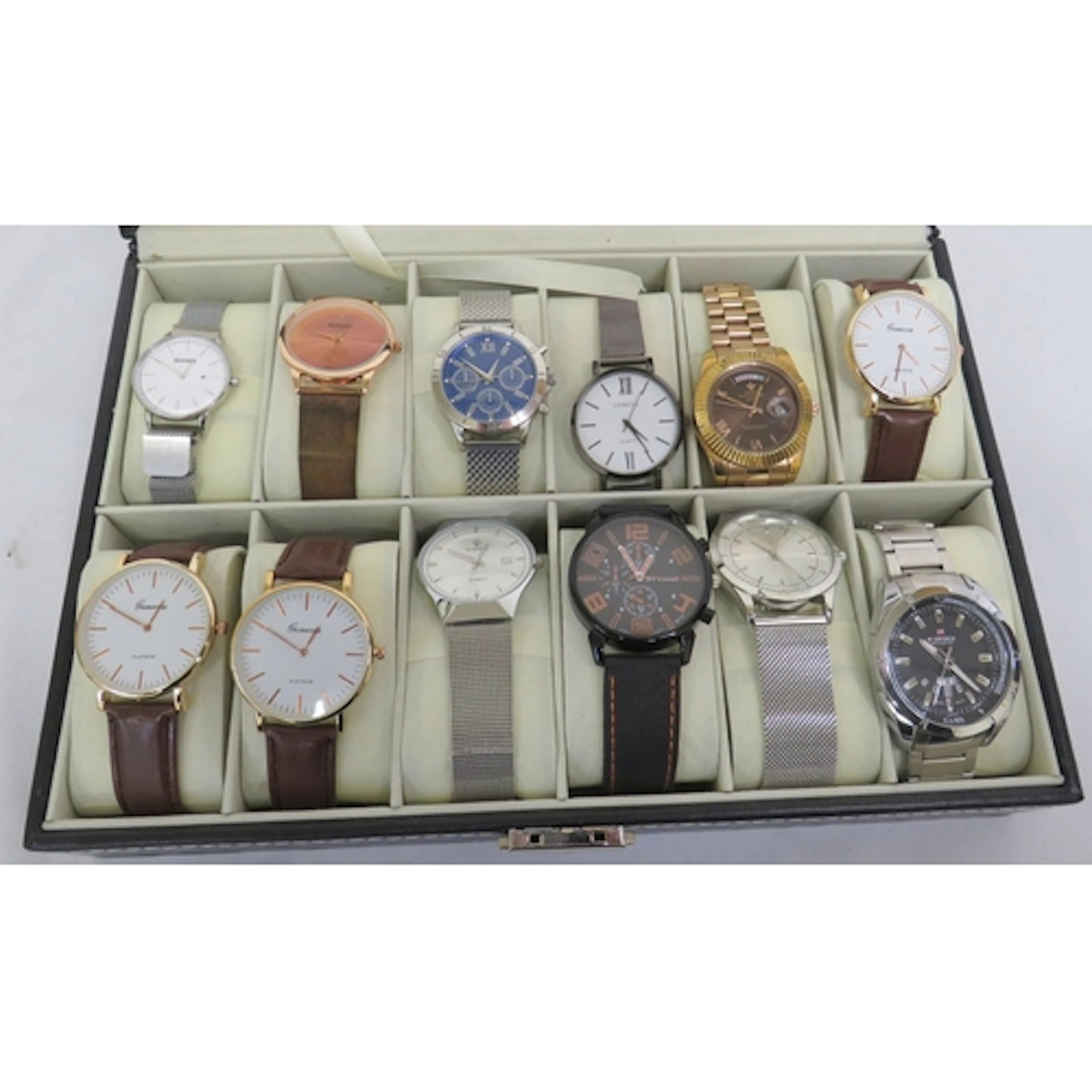 Leatherette & Clear Perspex Watch Display Case with 12 watch...