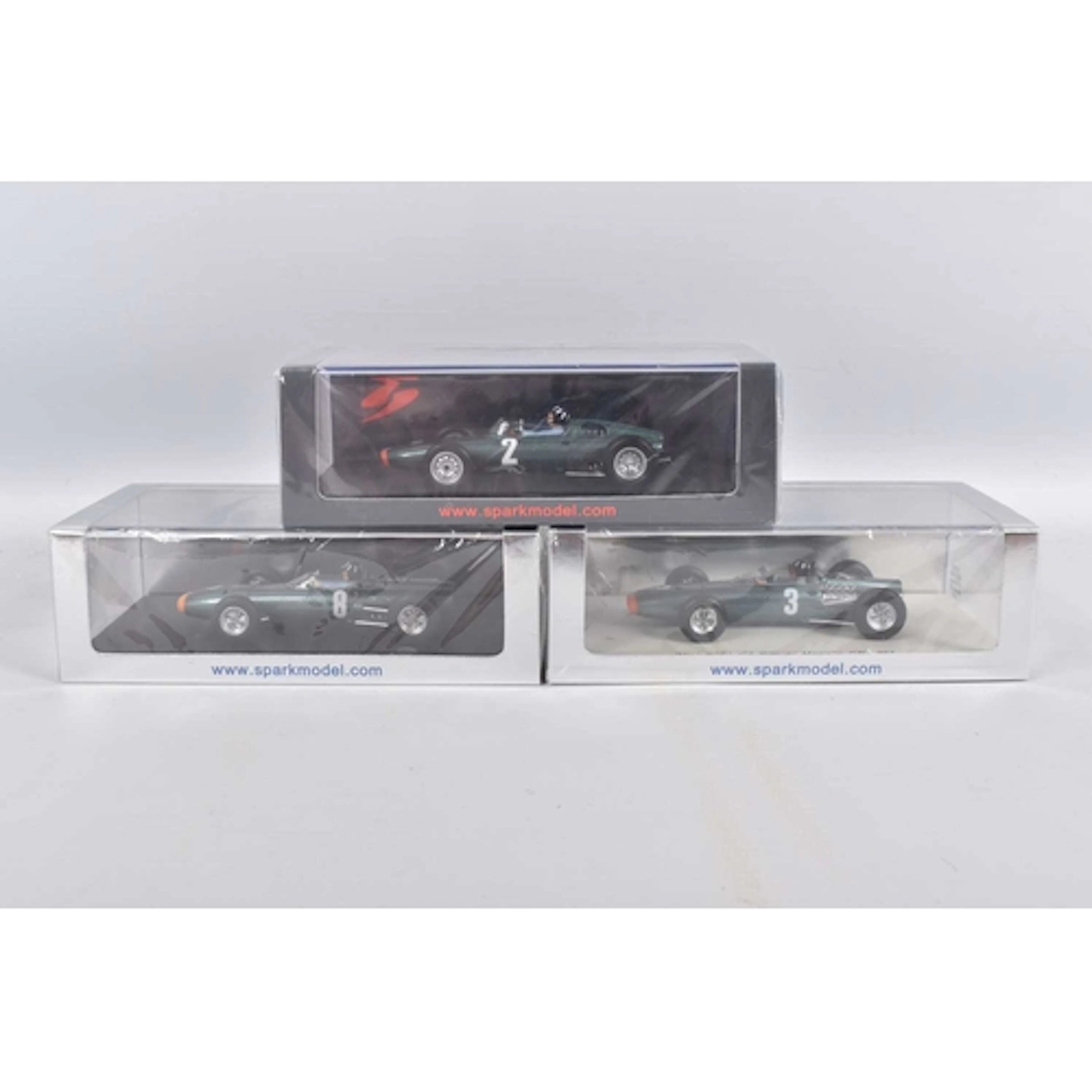 THREE BOXED 1:43 SCALE DIECAST MINIMAX SPARK FORMULA 1 MODEL...