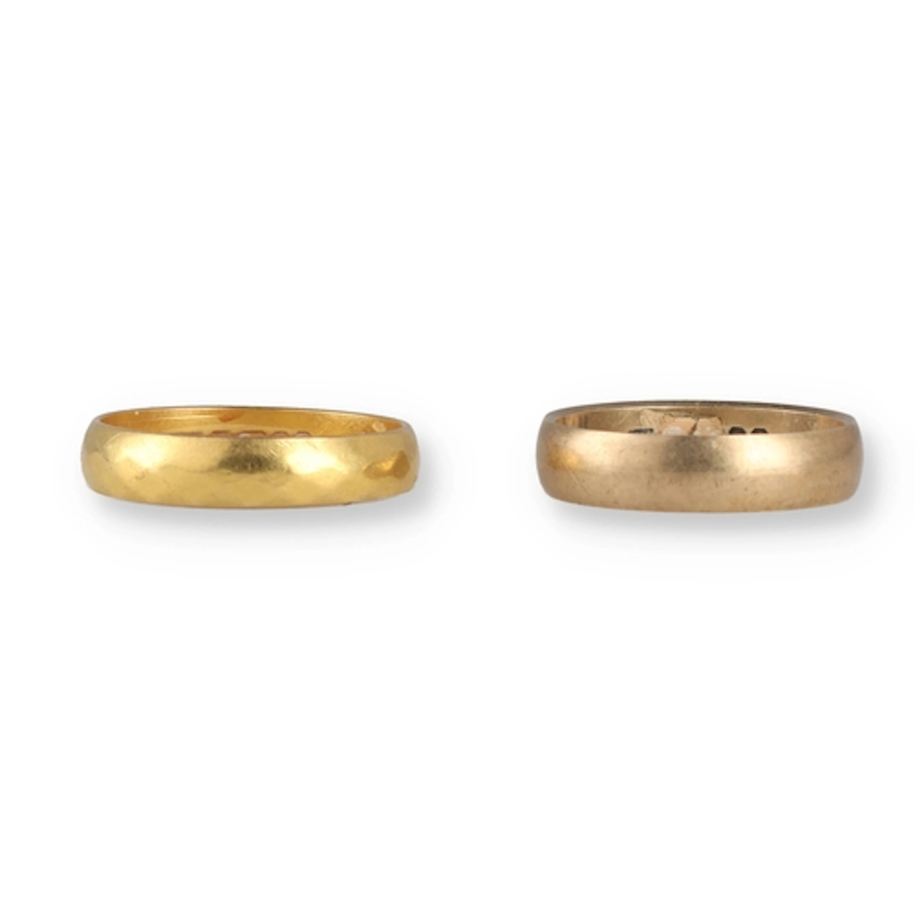 TWO GOLD WEDDING BANDS (2) Total weight: 5.6gms ...