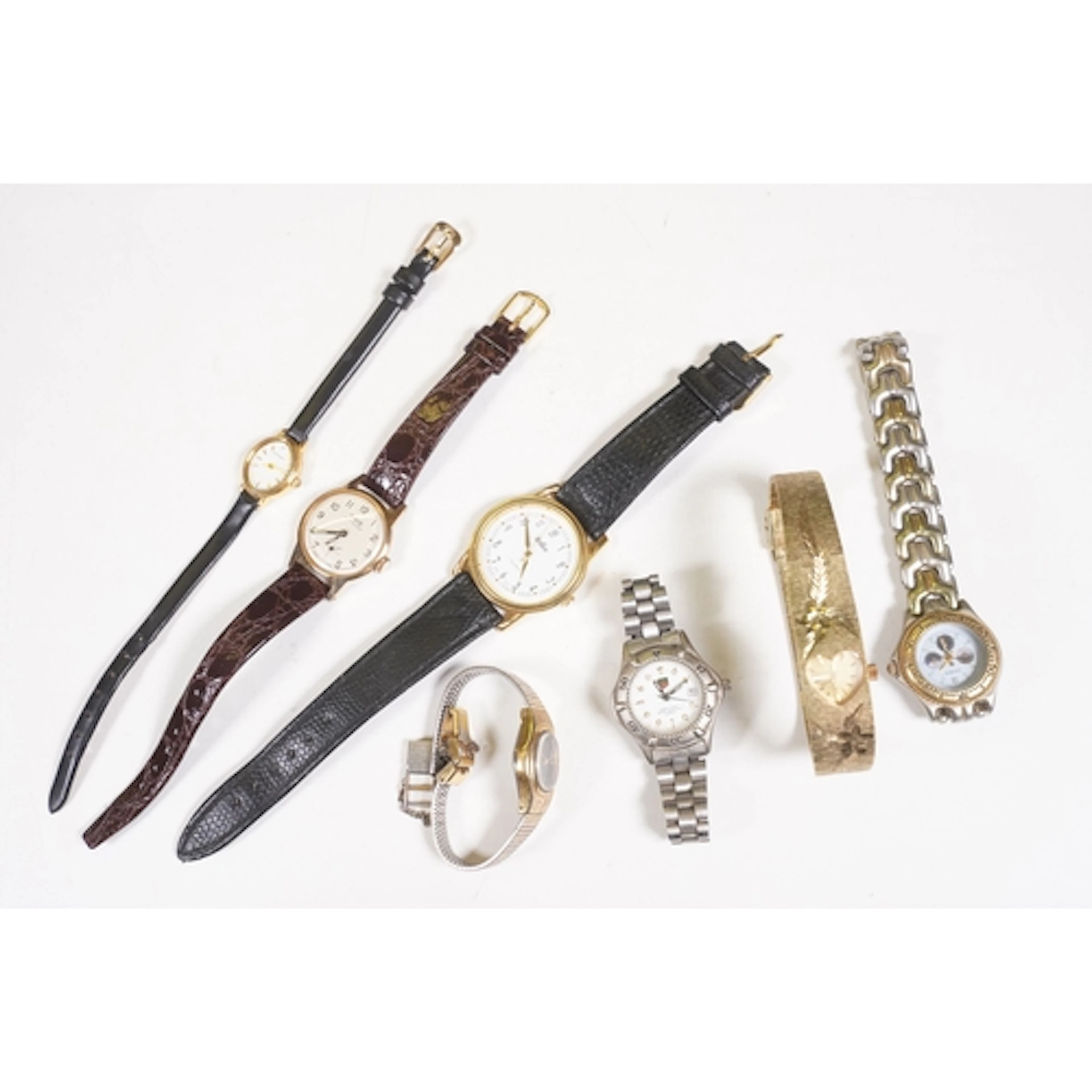 Group of seven watches, to comprise Tag Heuer stainless stee...