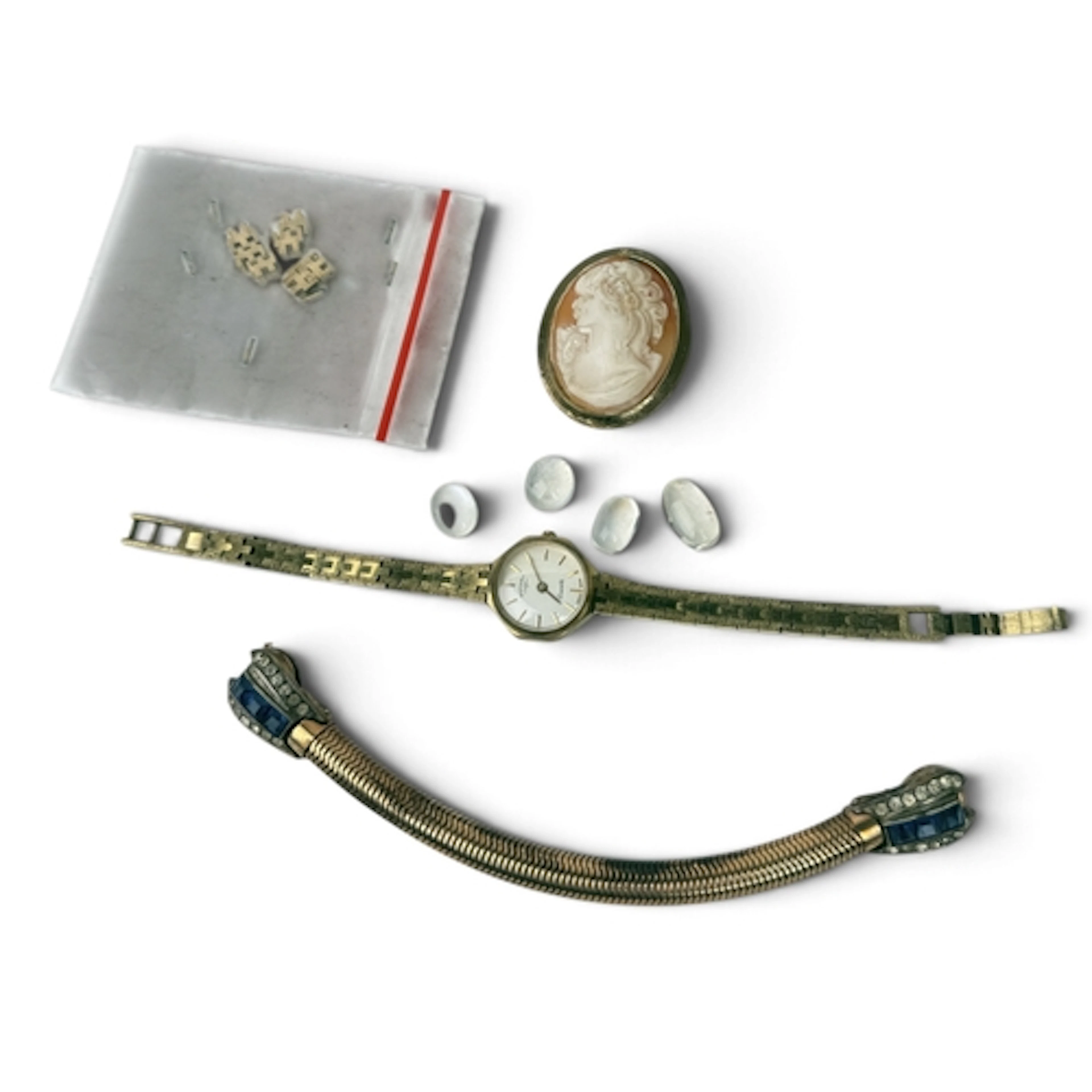 A GOLD PLATED ROTARY WATCH Together with an elasticated gold...