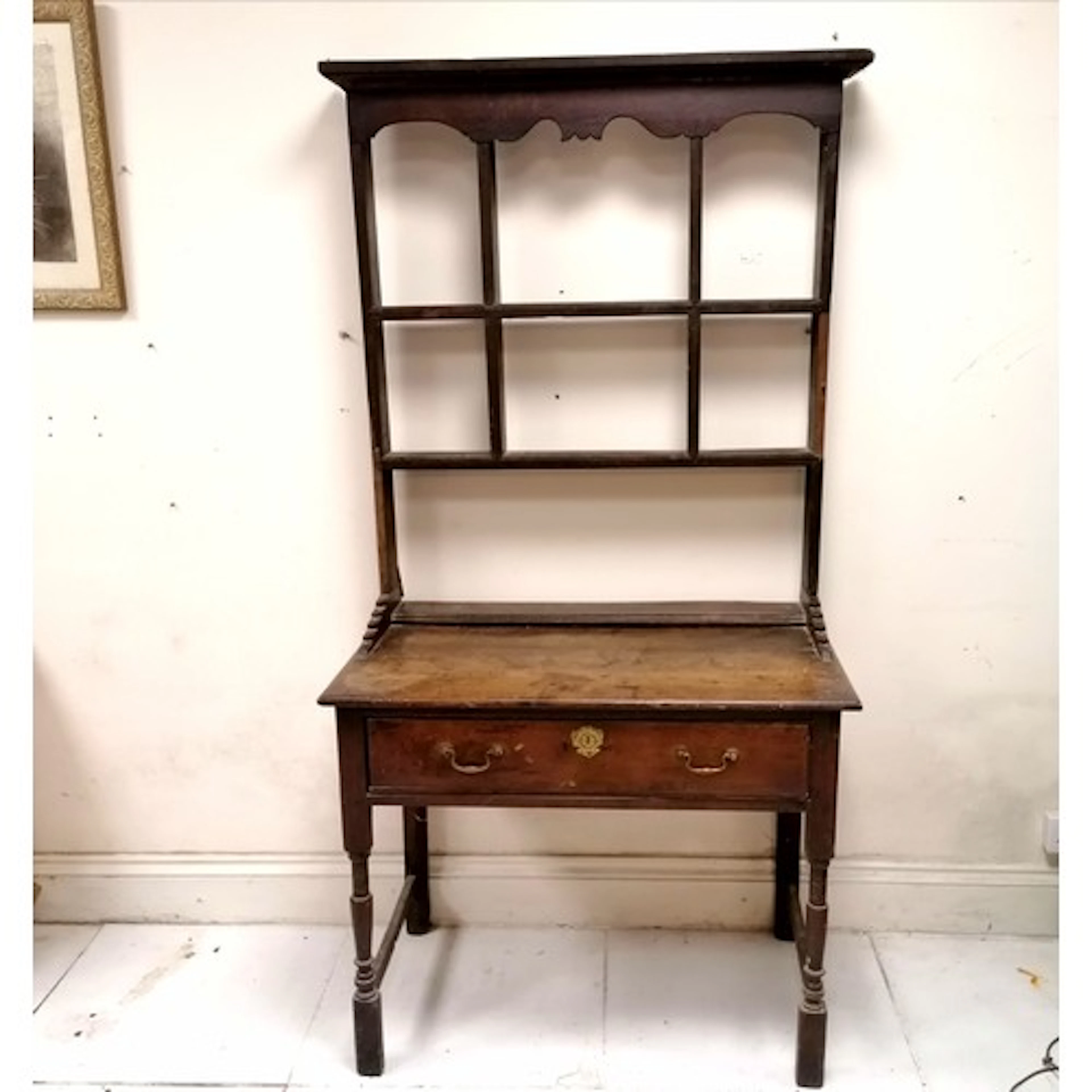 Antique dark oak 2 part dresser 98cm wide x 53cm deep x 192c...