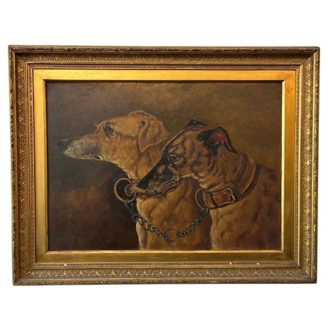 M. Jago (19th/20th Century) – Two greyhounds in profile: Sam...