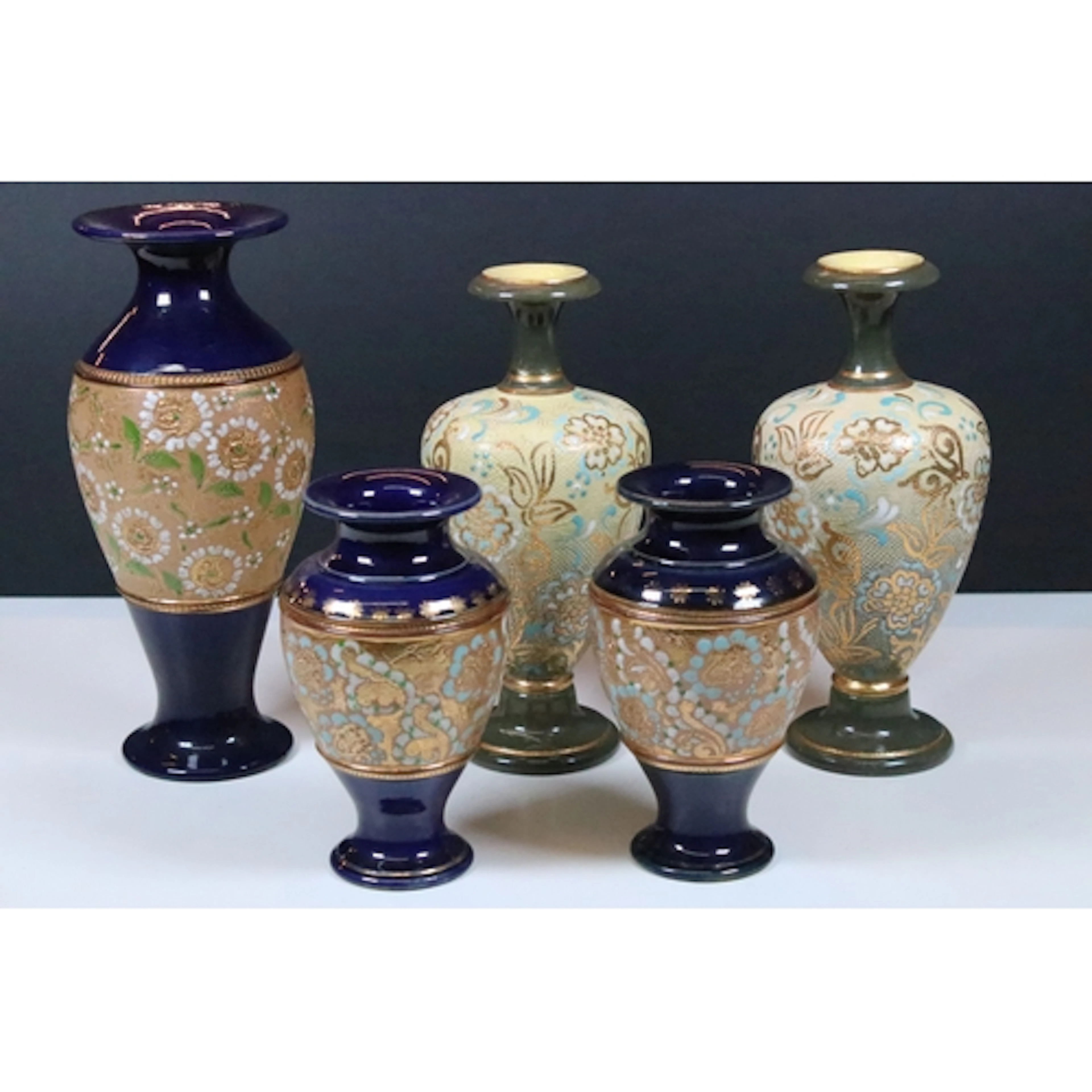 Pair of Royal Doulton Slater's Patent baluster vases, having...