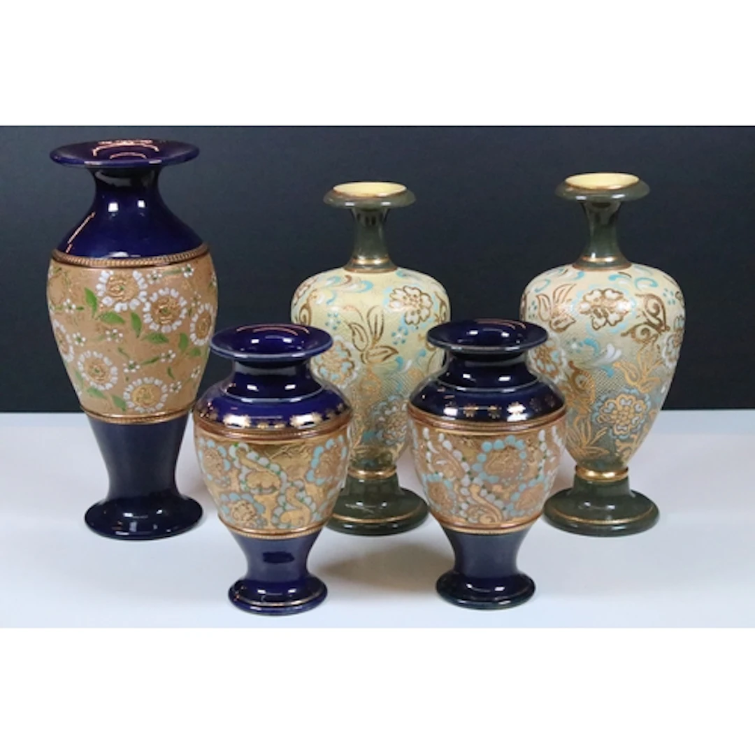Pair of Royal Doulton Slater's Patent baluster vases, having...