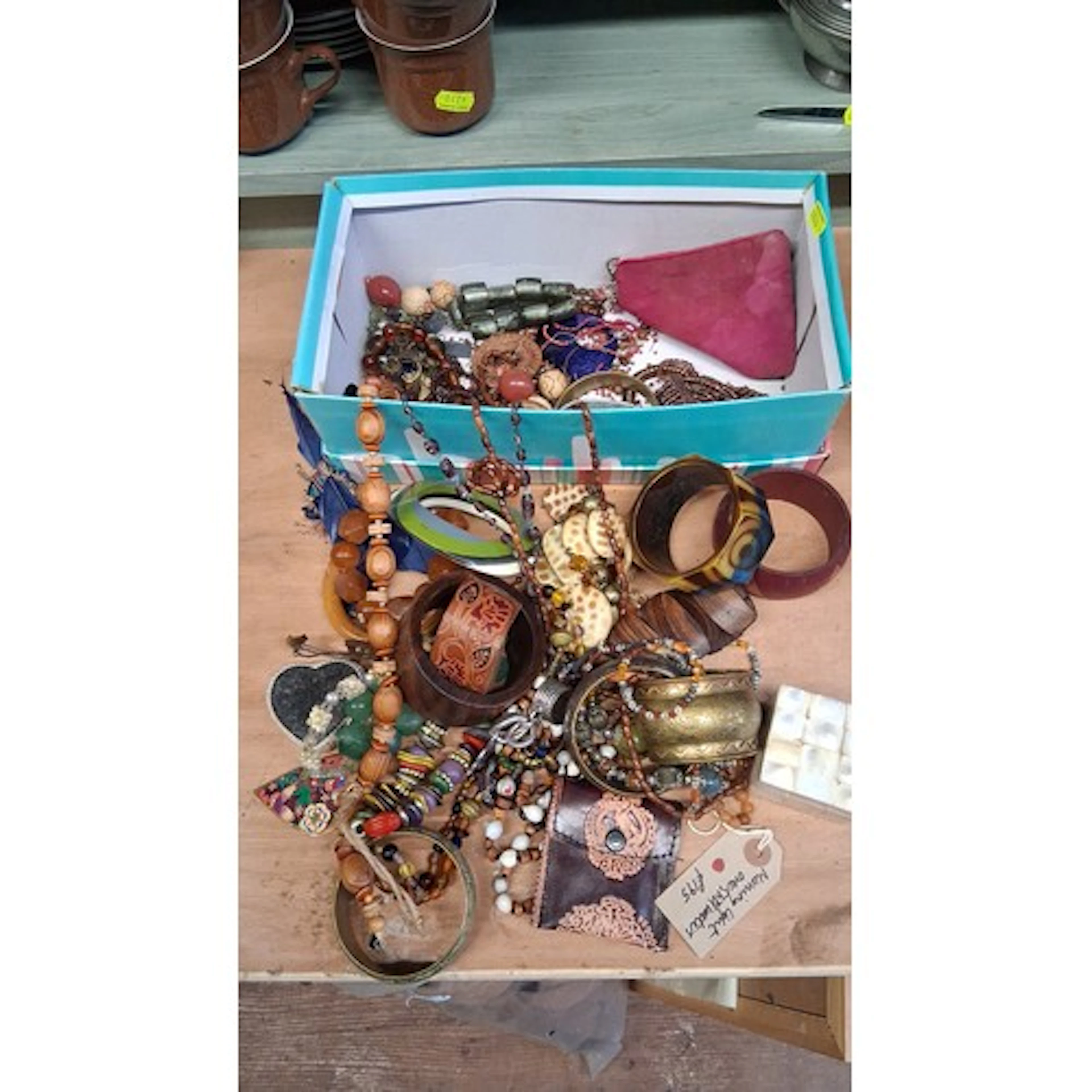 Box containing a mixed collection of costume jewellery and a...