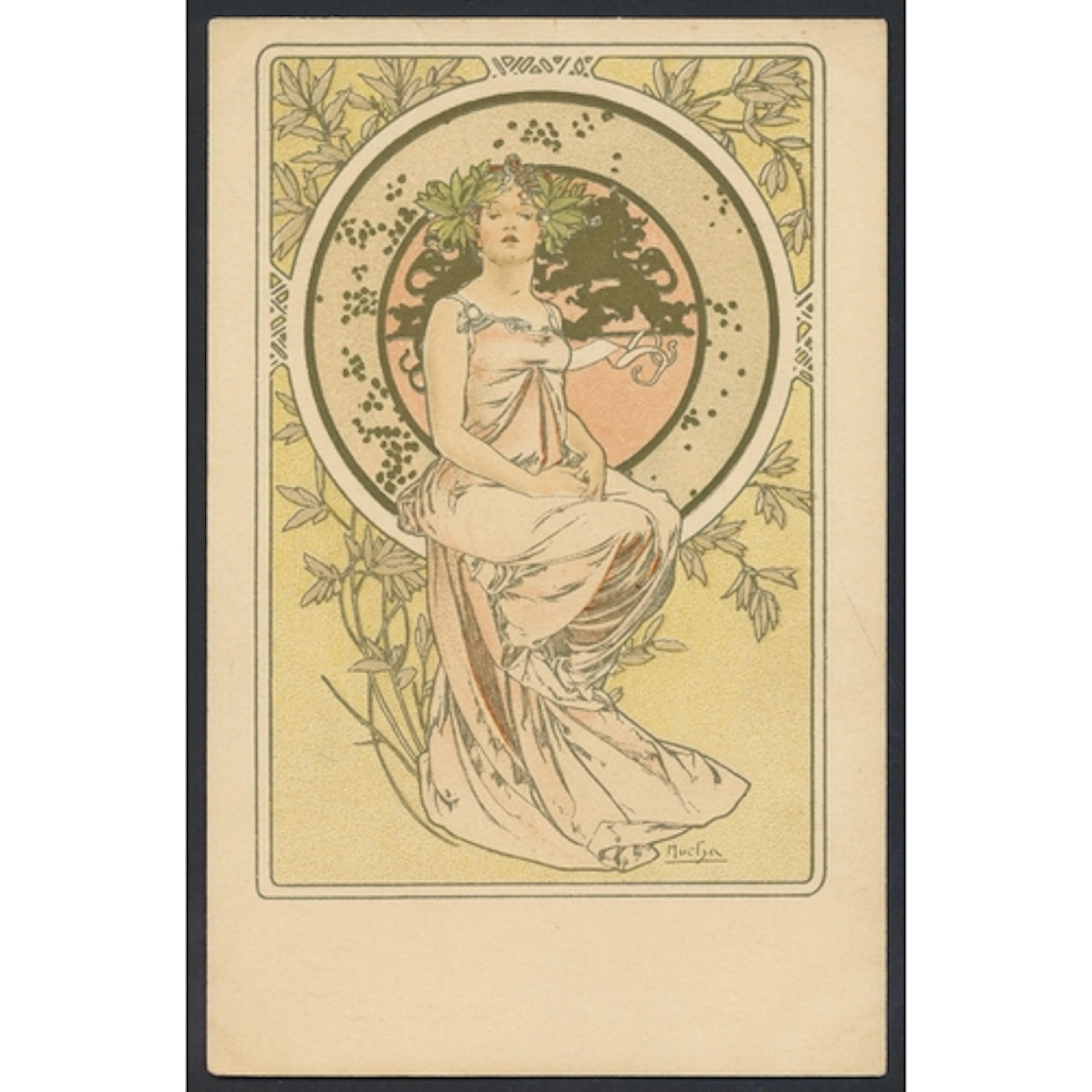 Alphonse Mucha. Art Nouveau colour lithographic ‘Banquet Men...