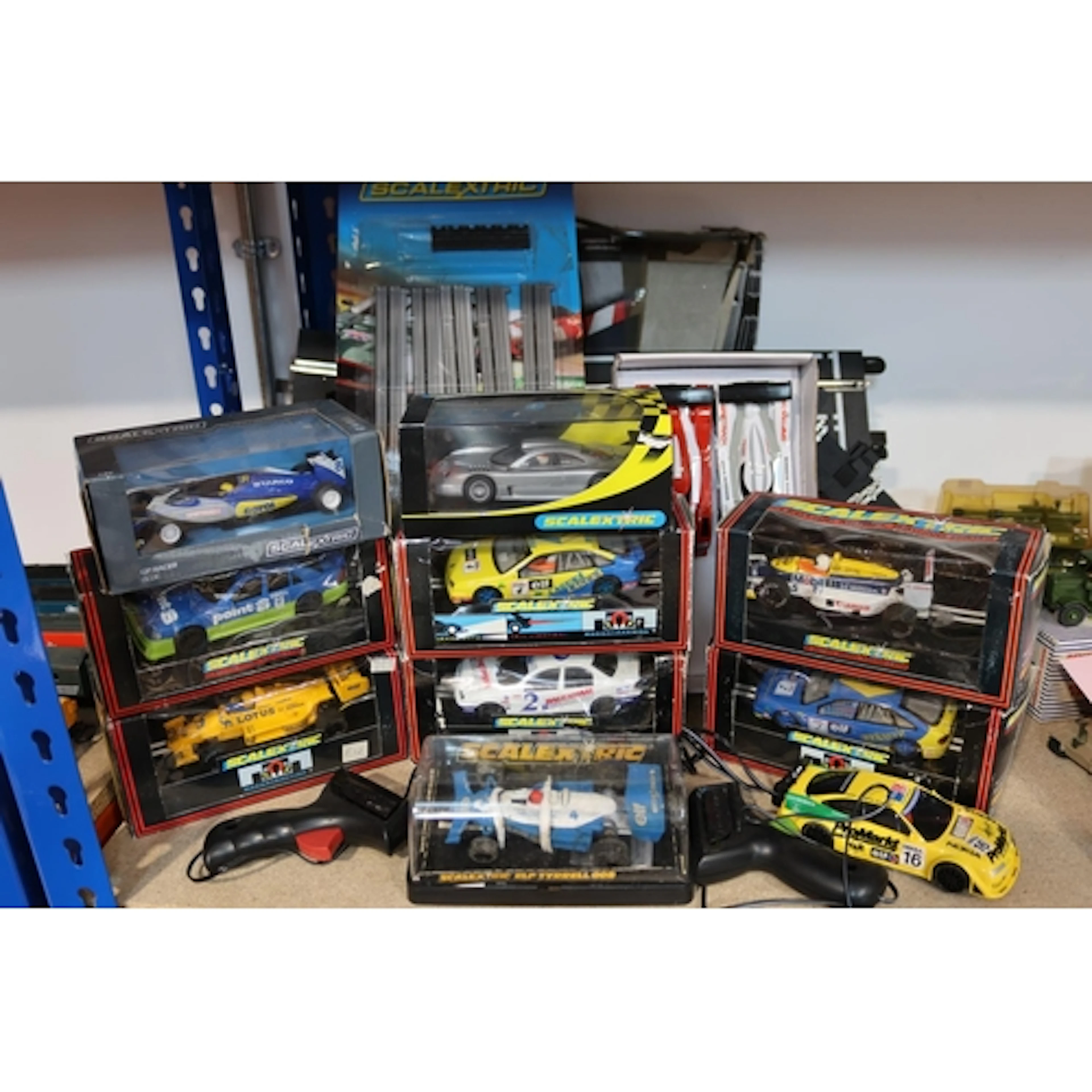 Scalextric motor racing items to include slot cars boxed, tr...