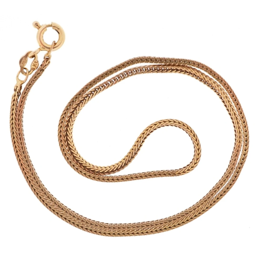 9ct gold foxtail link necklace, 38cm in length, 4.3g.