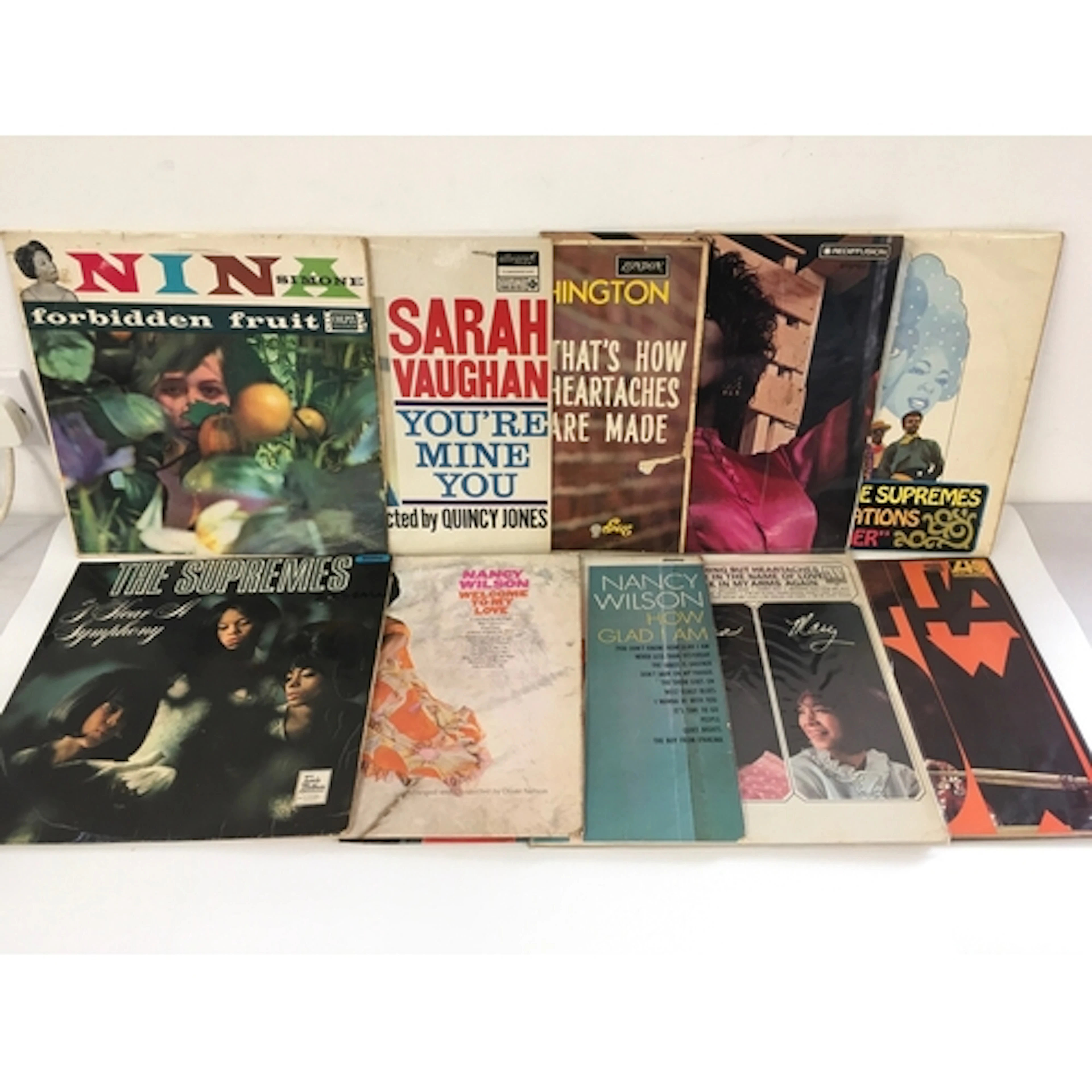 Two bags containing thirty female soul groups and solo singe...