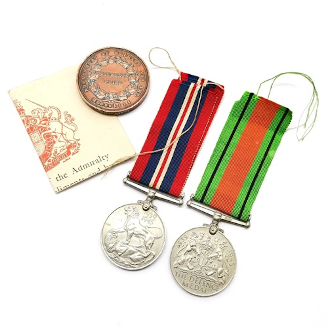 WWII pair of medals (Defence & War medal) + certificate t/w ...