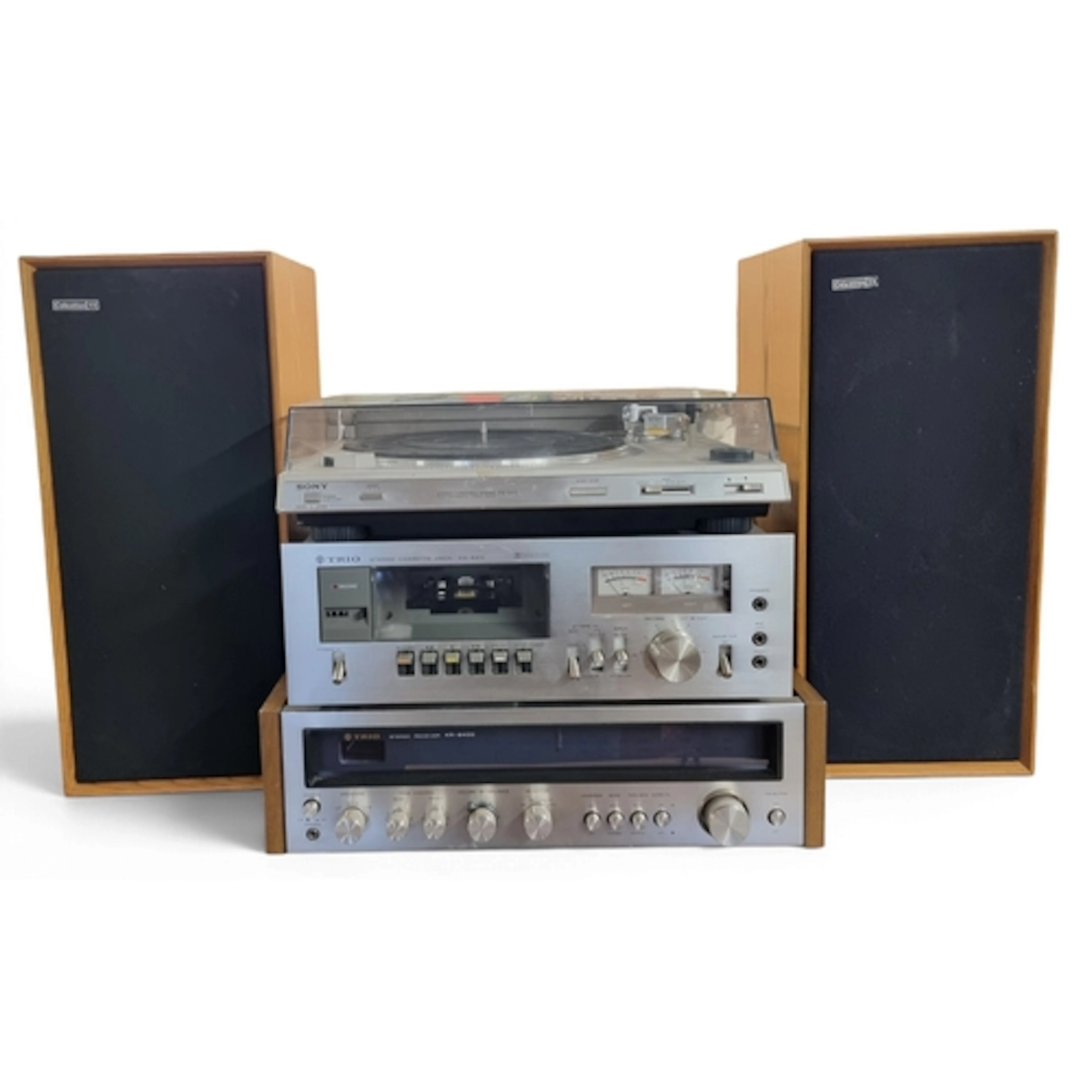 A Vintage Trio Stereo Receiver with a Trio Stereo Set Record...