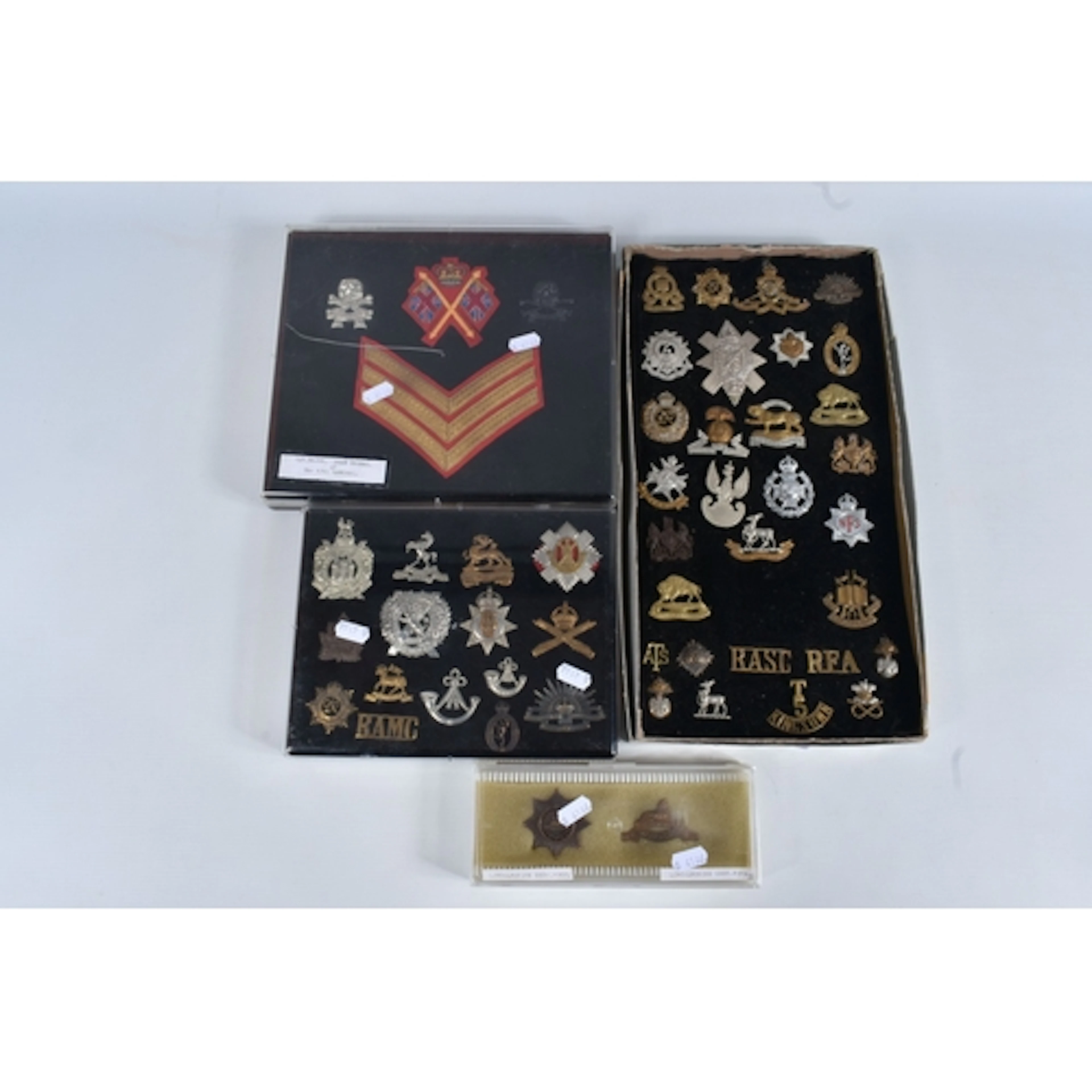 A NICE COLLECTION OF 20th CENTURY MILITARY CAP BADGES, SHOUL...