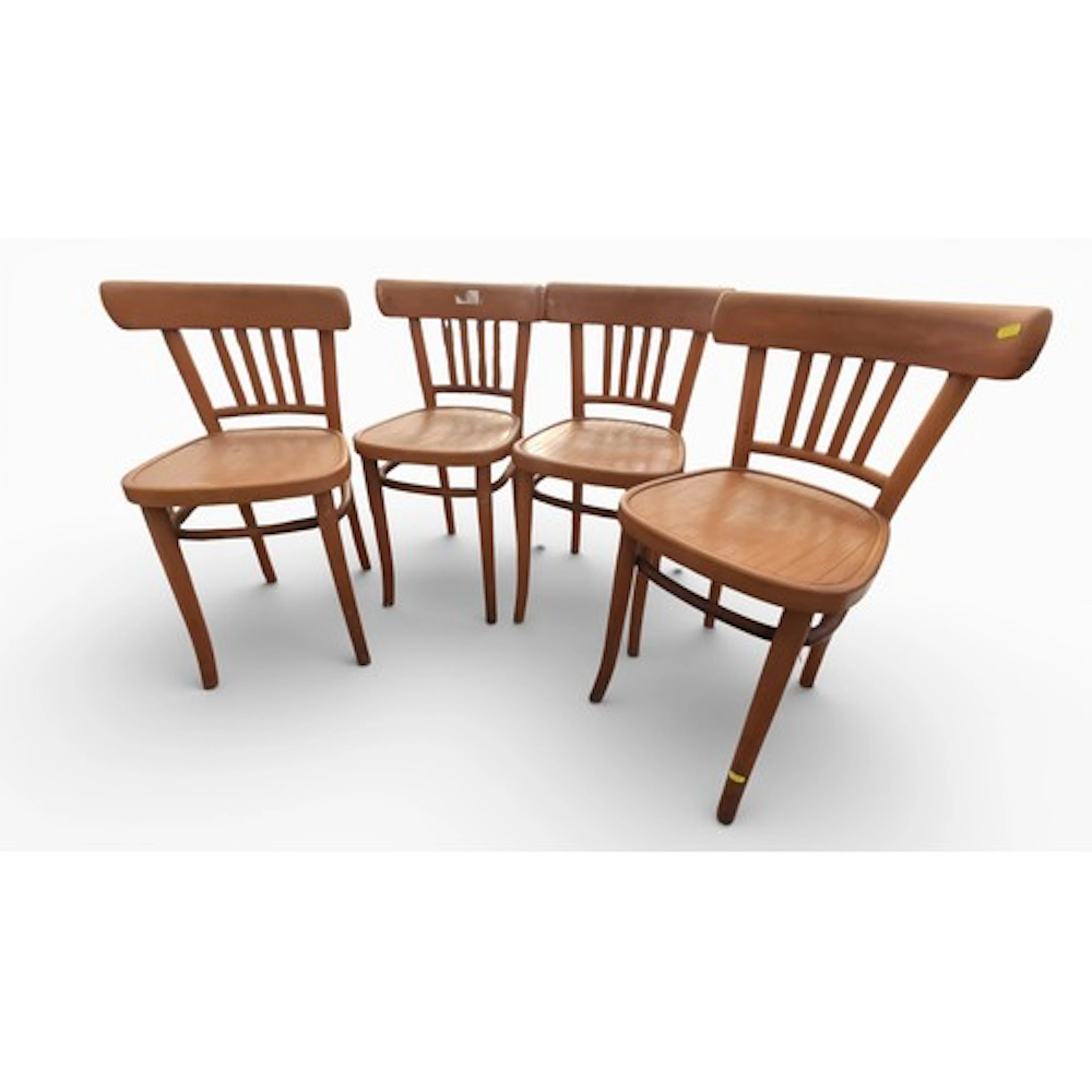 Set of 4 bentwood dining chairs, each with slatted backrest ...