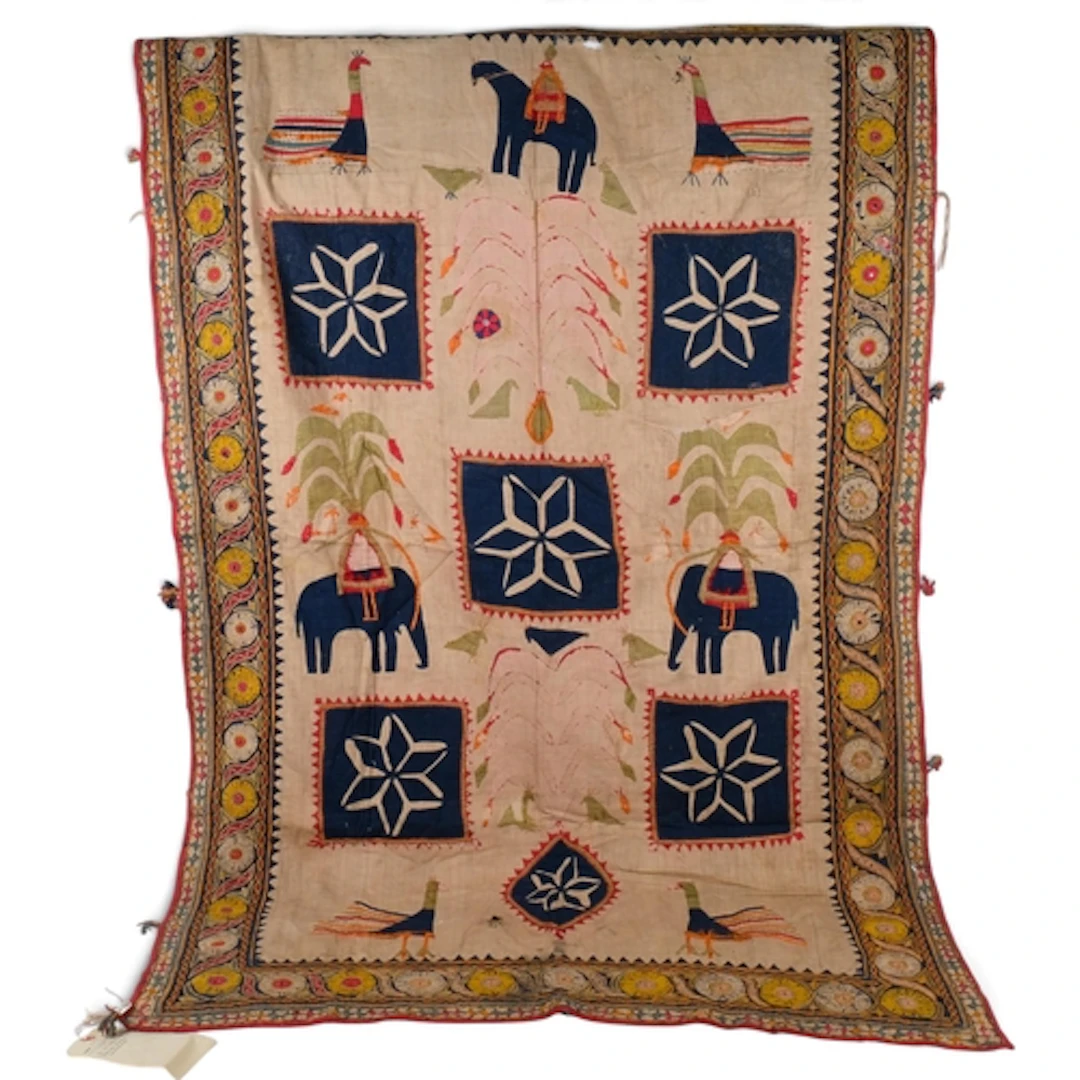 An Indian Saurashtra Region Ulech embroidered wall hanging