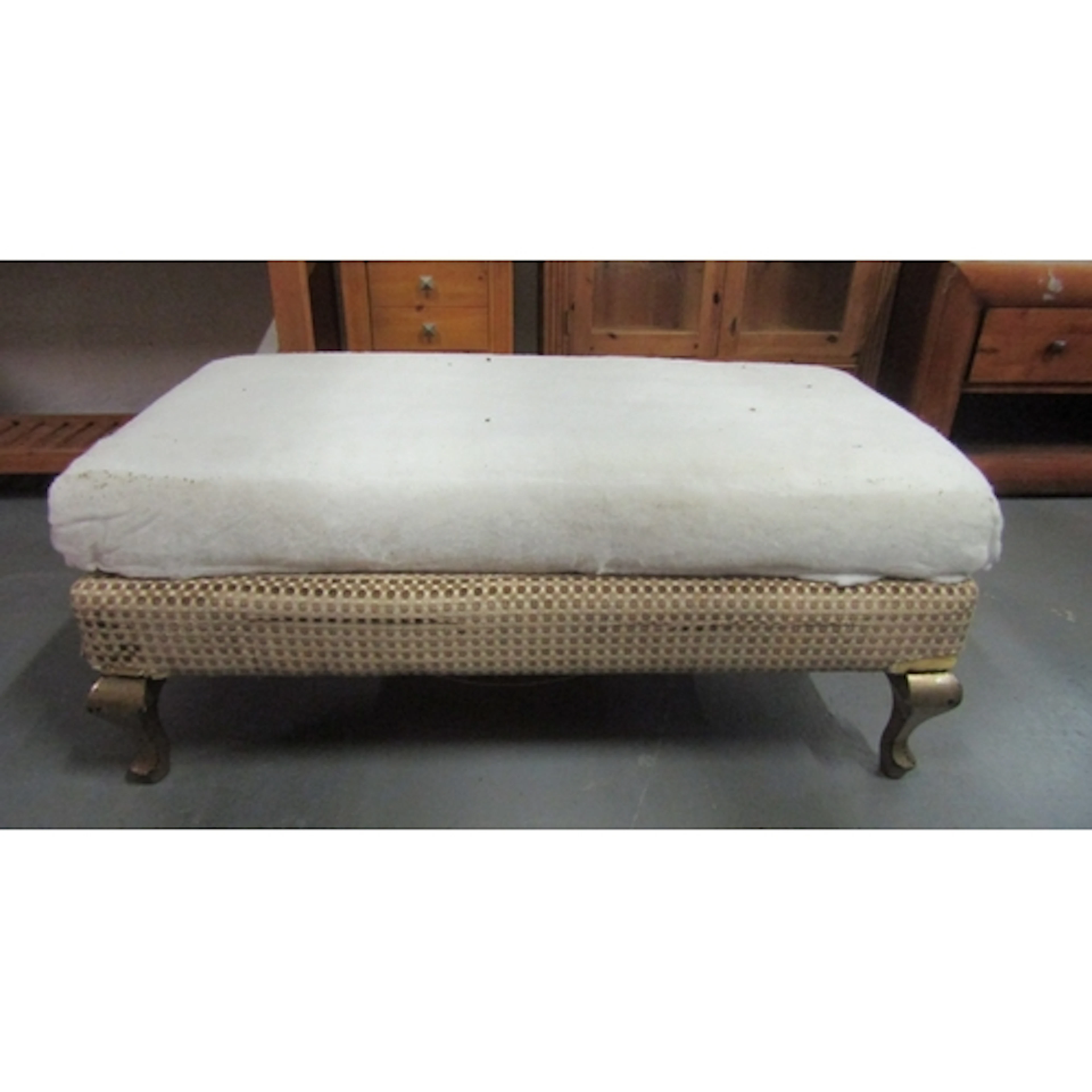 Modern Rectangular Form Stool of Generous Form Queen Anne Su...