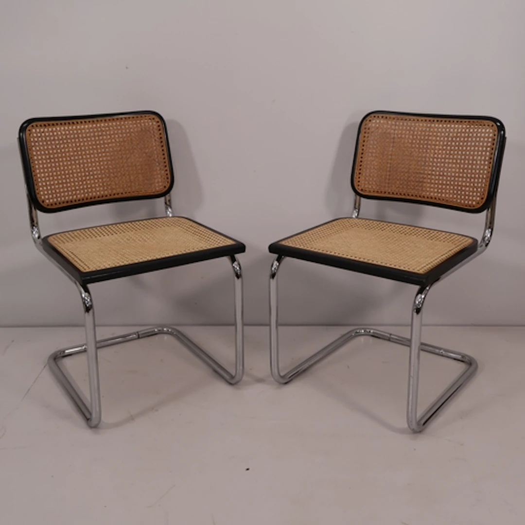 A pair of vintage cantilever shaped 'Cesca' chairs in the ma...