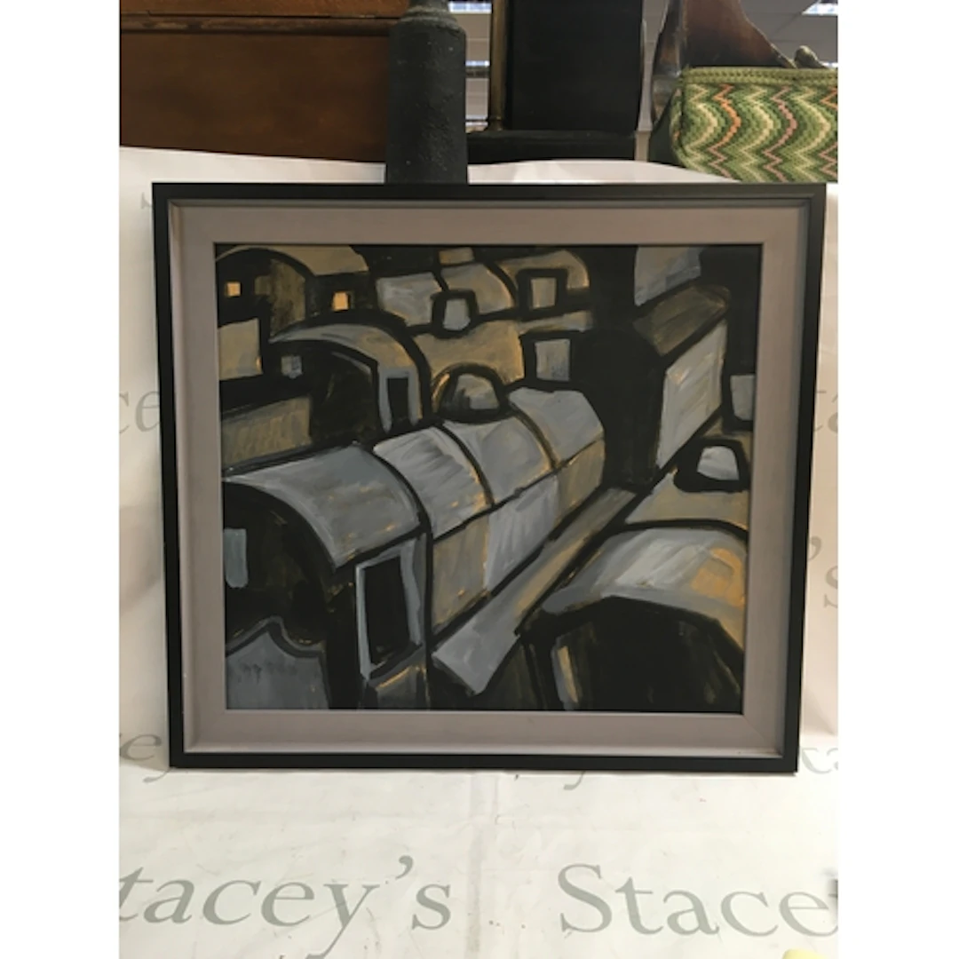 An abstract oil painting. Height 20cm, Width 21cm.
